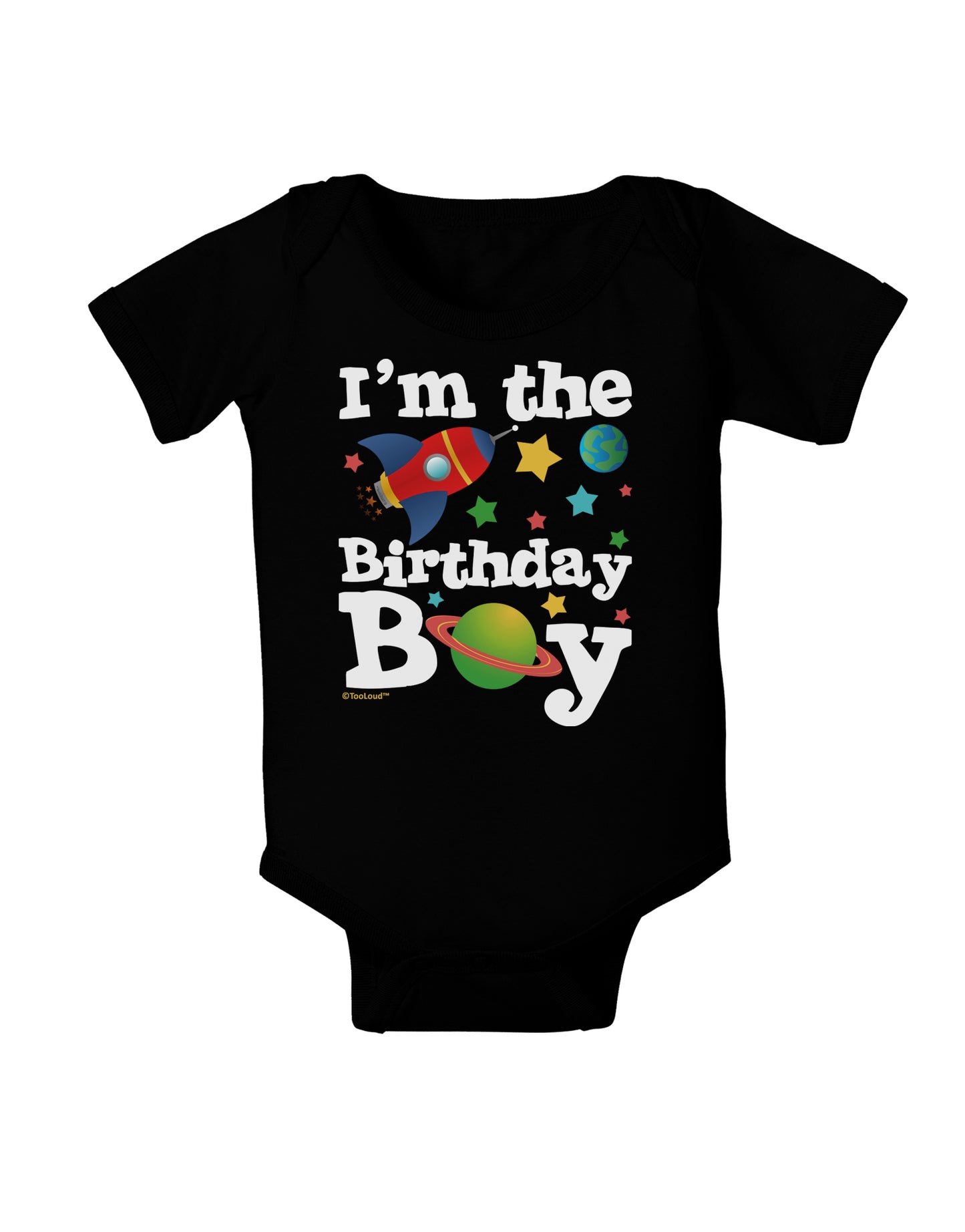I'm the Birthday Boy - Outer Space Design Baby Bodysuit Dark by TooLoud-Baby Romper-TooLoud-Black-06-Months-Davson Sales