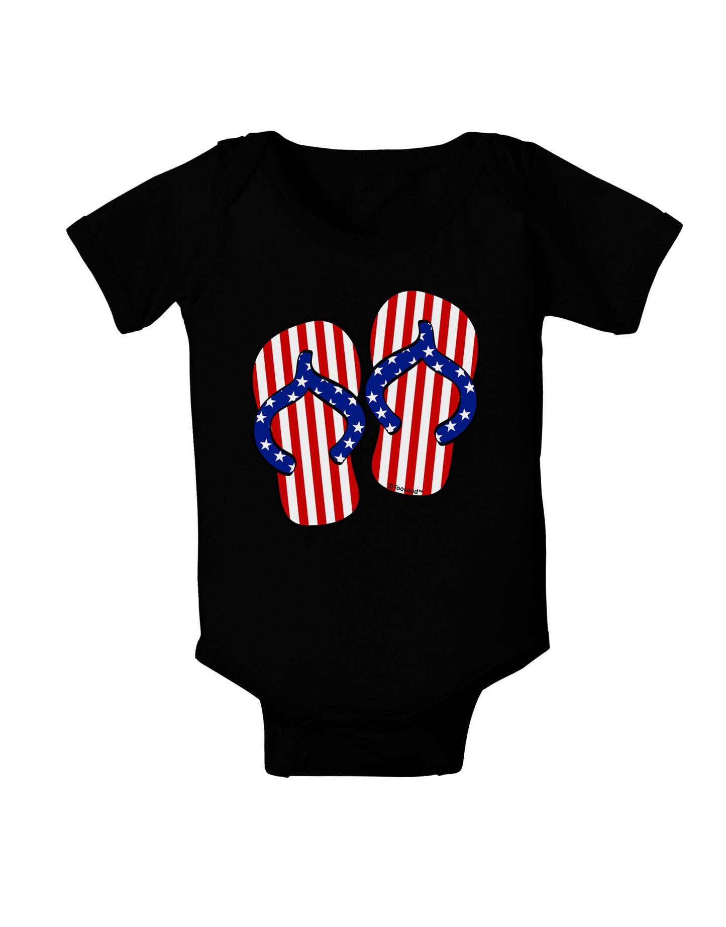 Stars and Stripes Flip Flops Baby Bodysuit Dark-Baby Romper-TooLoud-Black-06-Months-Davson Sales