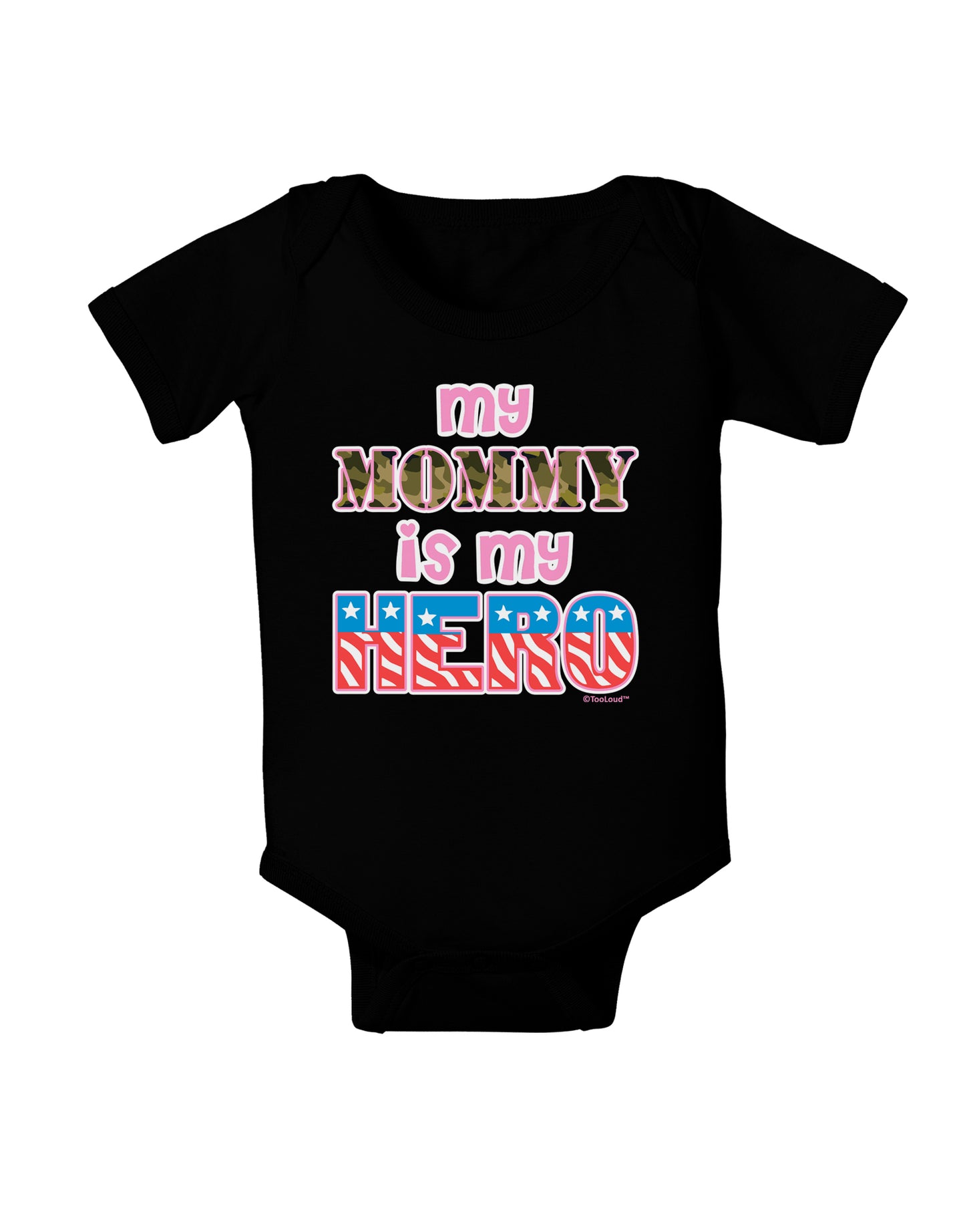 My Mommy is My Hero - Armed Forces - Pink Baby Bodysuit Dark by TooLoud-Baby Romper-TooLoud-Black-06-Months-Davson Sales