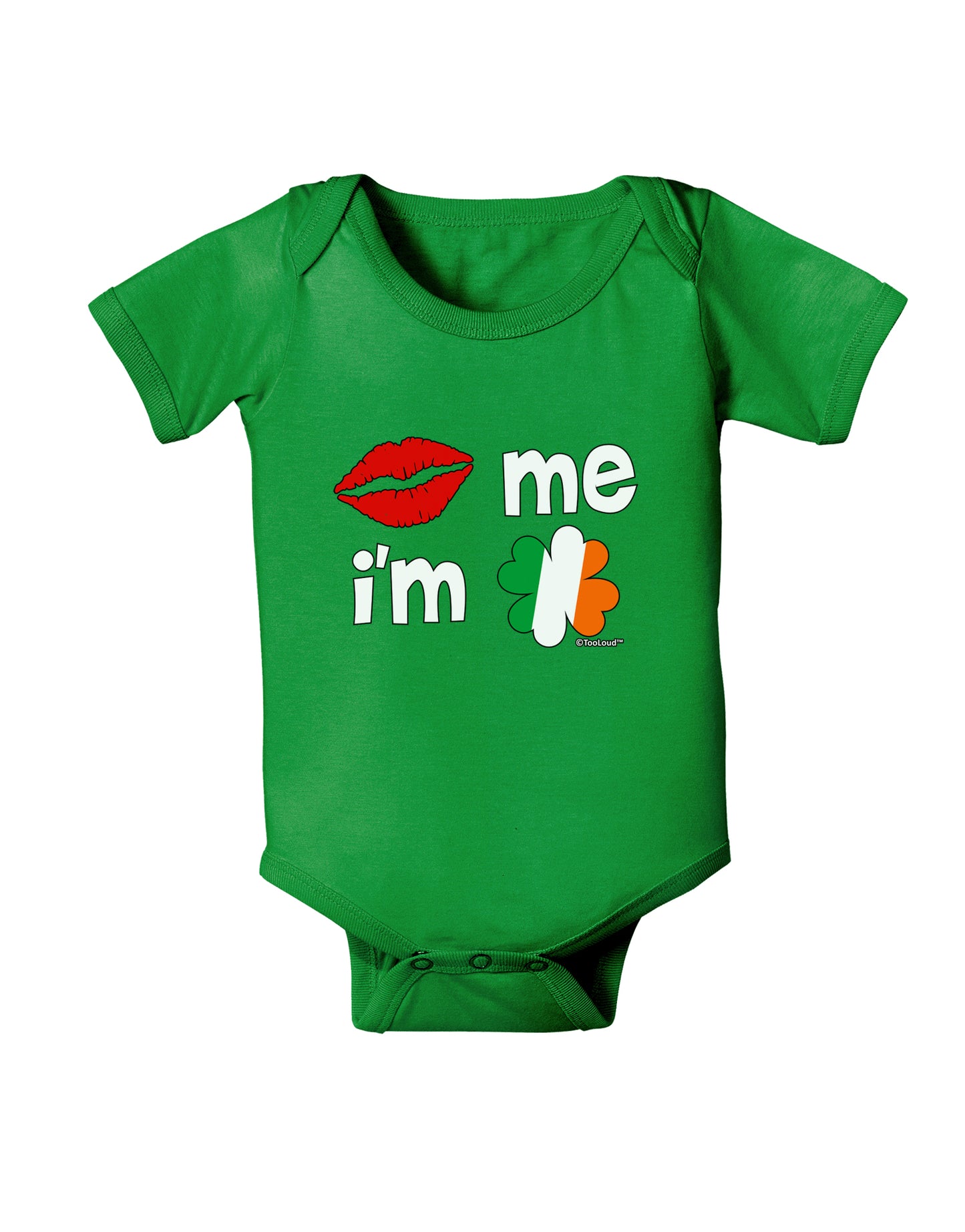 Kiss and Irish Flag Shamrock - Kiss Me I'm Irish Baby Bodysuit Dark by TooLoud-Baby Romper-TooLoud-Clover-Green-06-Months-Davson Sales