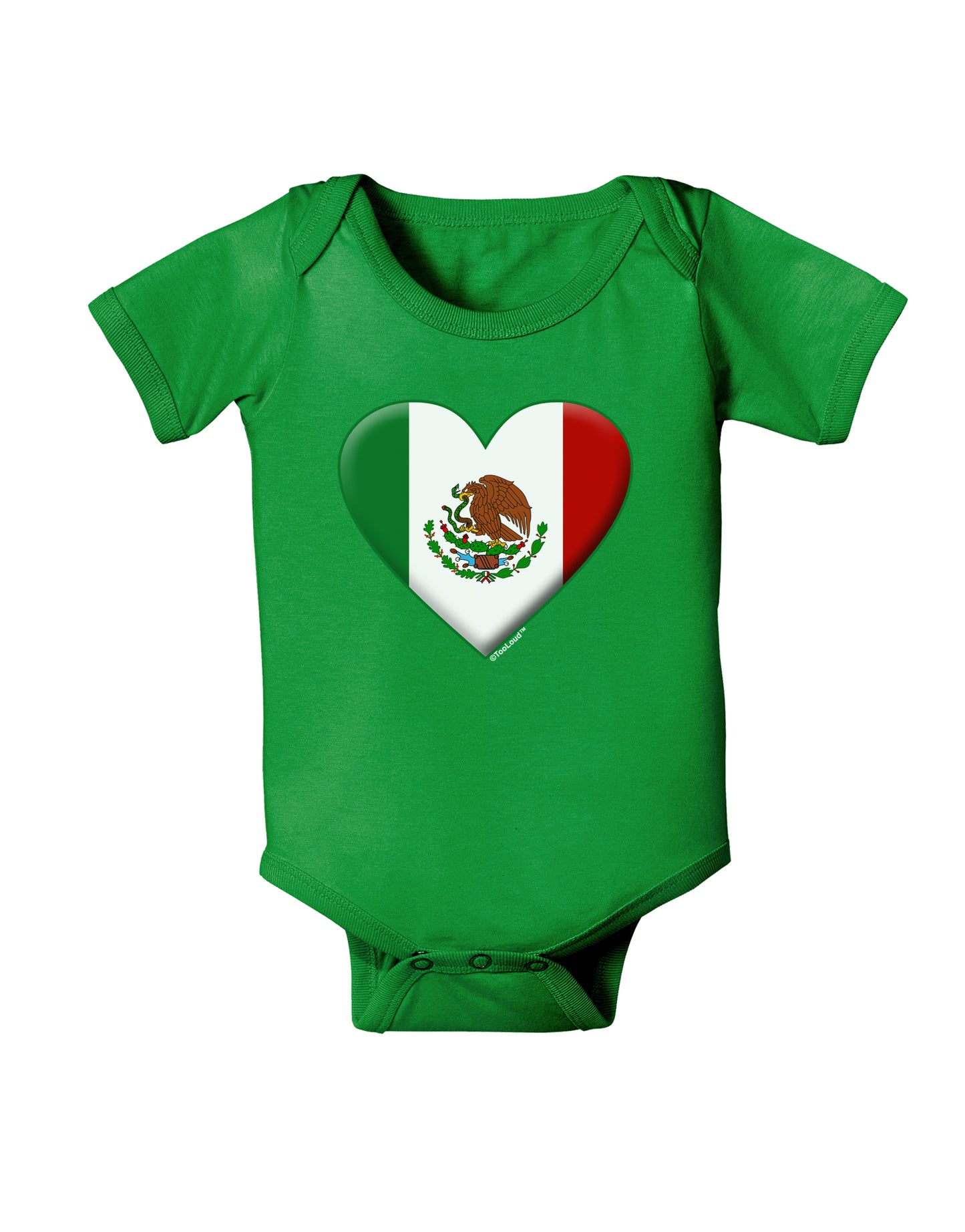 Mexican Flag Heart - Beveled Baby Bodysuit Dark by TooLoud-Baby Romper-TooLoud-Clover-Green-06-Months-Davson Sales