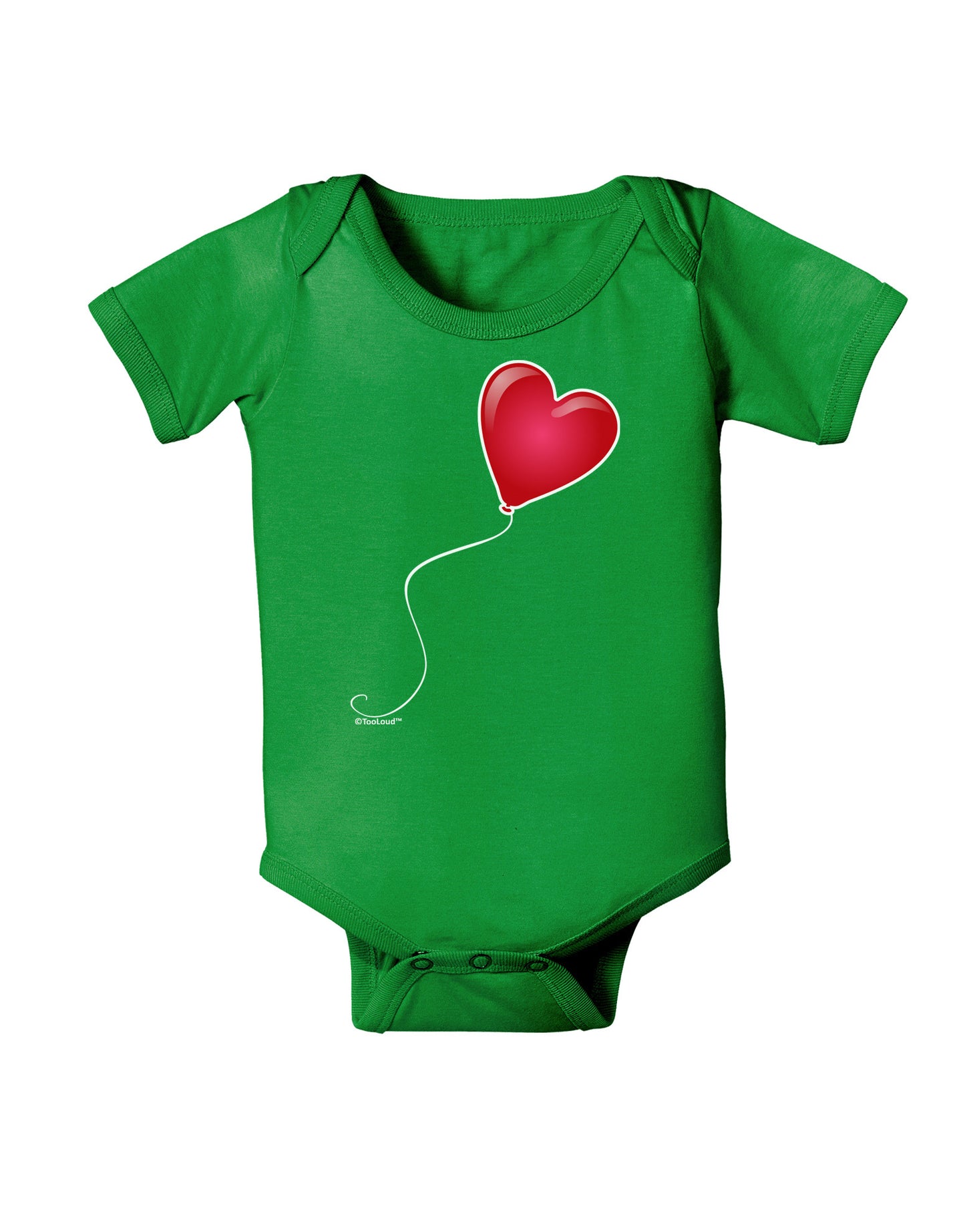 Cute Red Heart Balloon Baby Bodysuit Dark-Baby Romper-TooLoud-Clover-Green-06-Months-Davson Sales