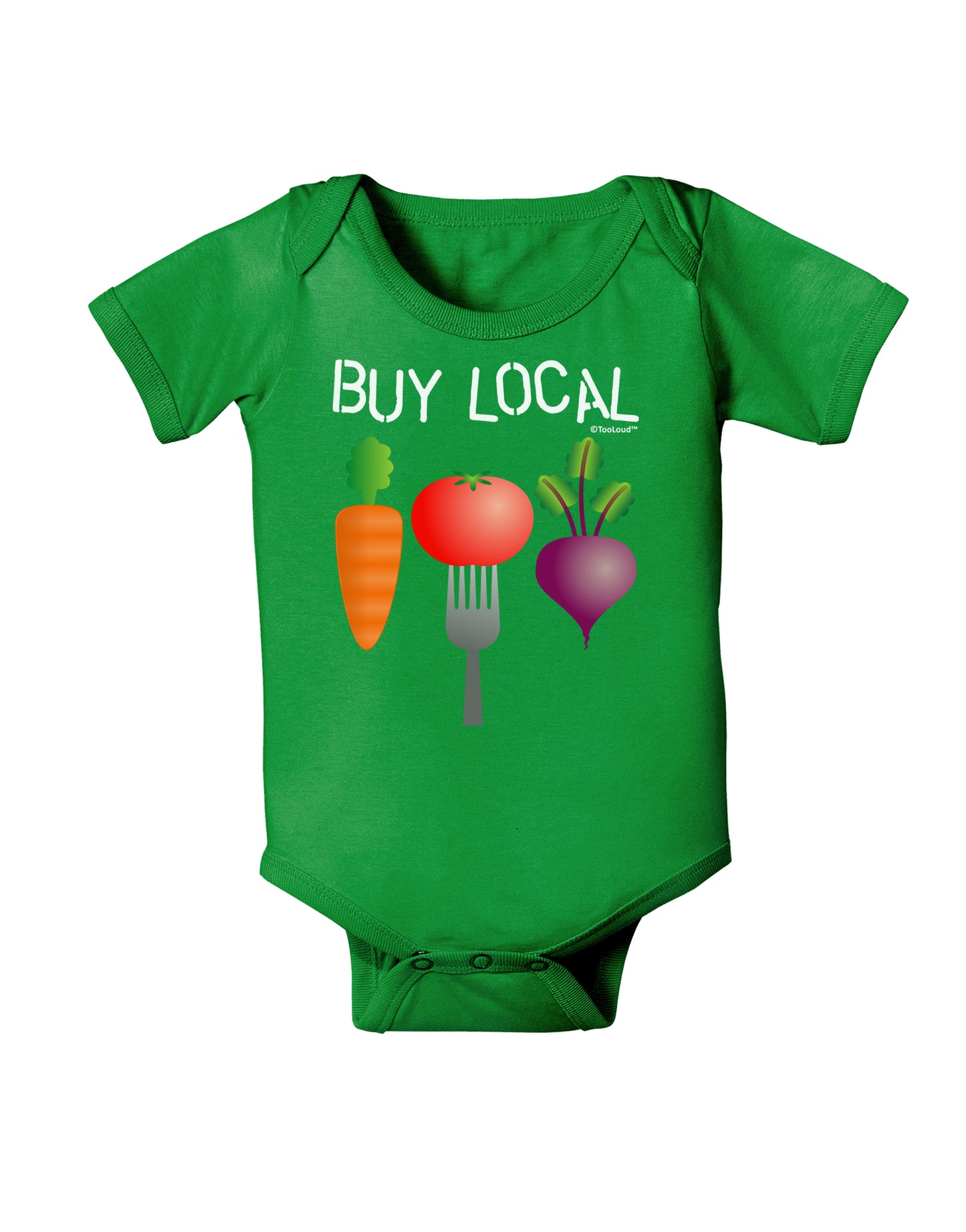 Buy Local - Vegetables Design Baby Bodysuit Dark-Baby Romper-TooLoud-Clover-Green-06-Months-Davson Sales