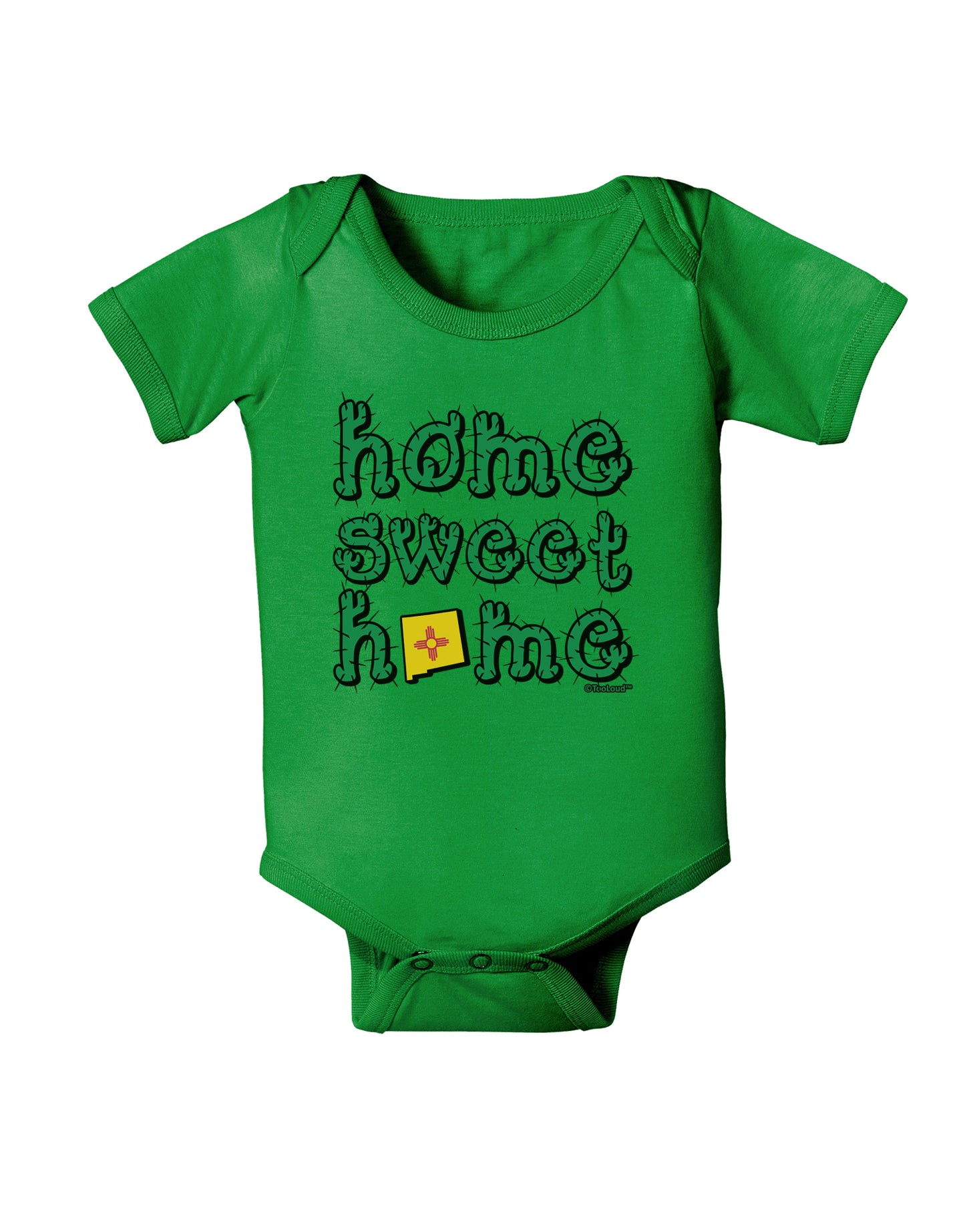 Home Sweet Home - New Mexico - Cactus and State Flag Baby Bodysuit Dark by TooLoud-Baby Romper-TooLoud-Clover-Green-06-Months-Davson Sales