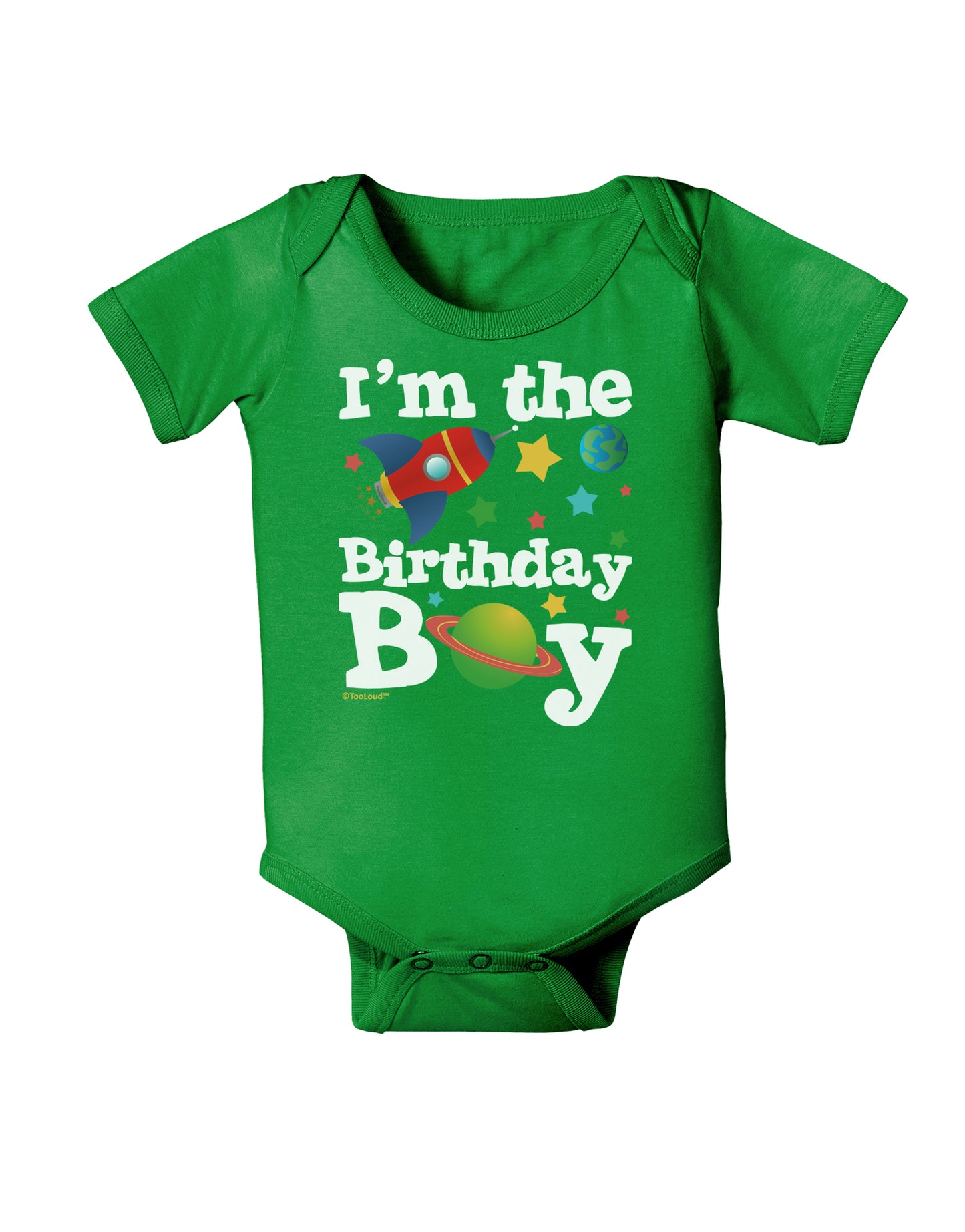 I'm the Birthday Boy - Outer Space Design Baby Bodysuit Dark by TooLoud-Baby Romper-TooLoud-Clover-Green-06-Months-Davson Sales