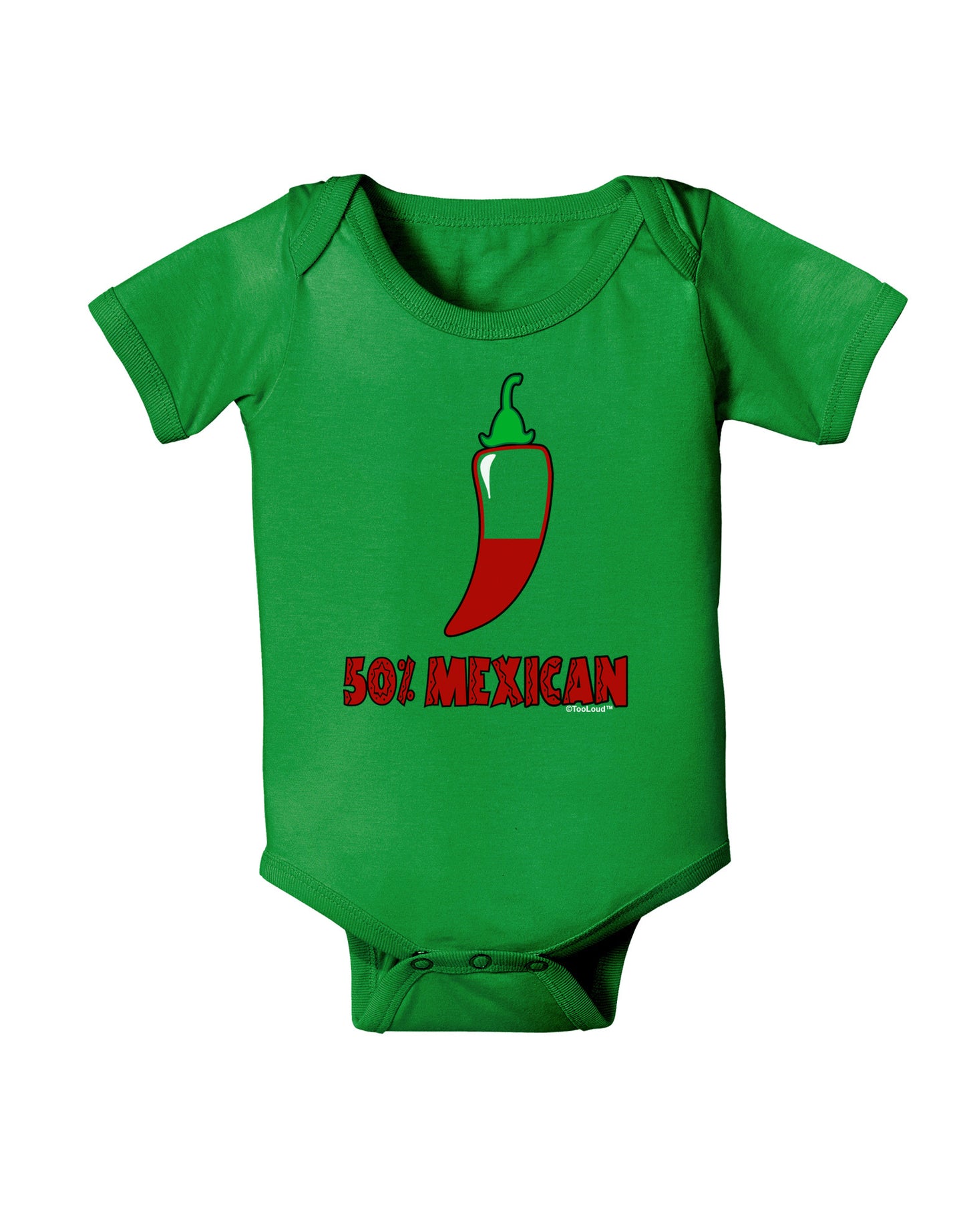 Fifty Percent Mexican Baby Bodysuit Dark-Baby Romper-TooLoud-Clover-Green-06-Months-Davson Sales