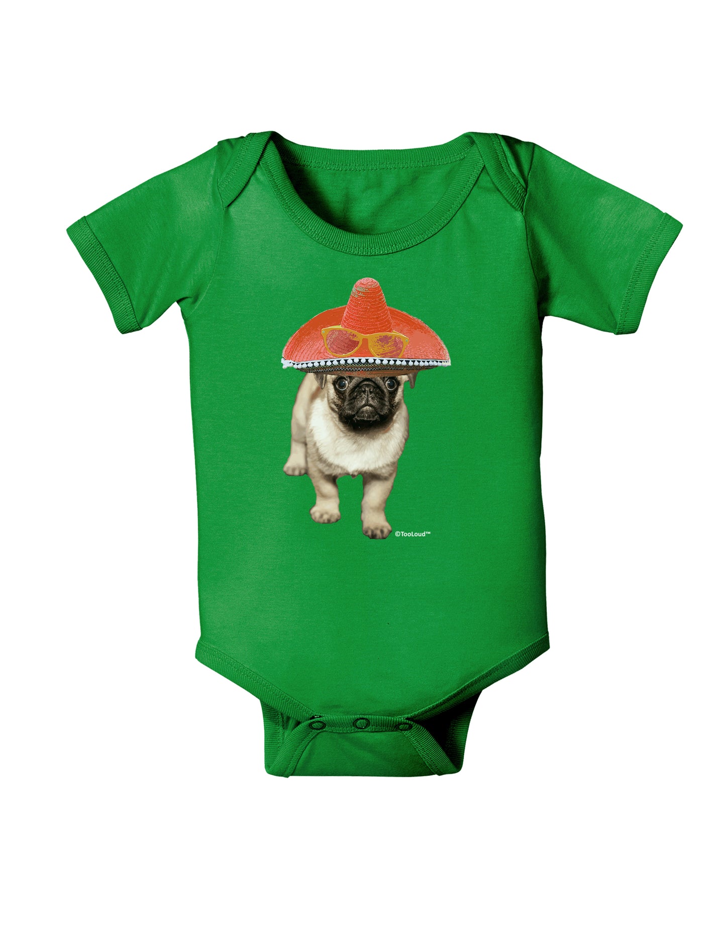 Pug Dog with Pink Sombrero Baby Bodysuit Dark by TooLoud-Baby Romper-TooLoud-Clover-Green-06-Months-Davson Sales
