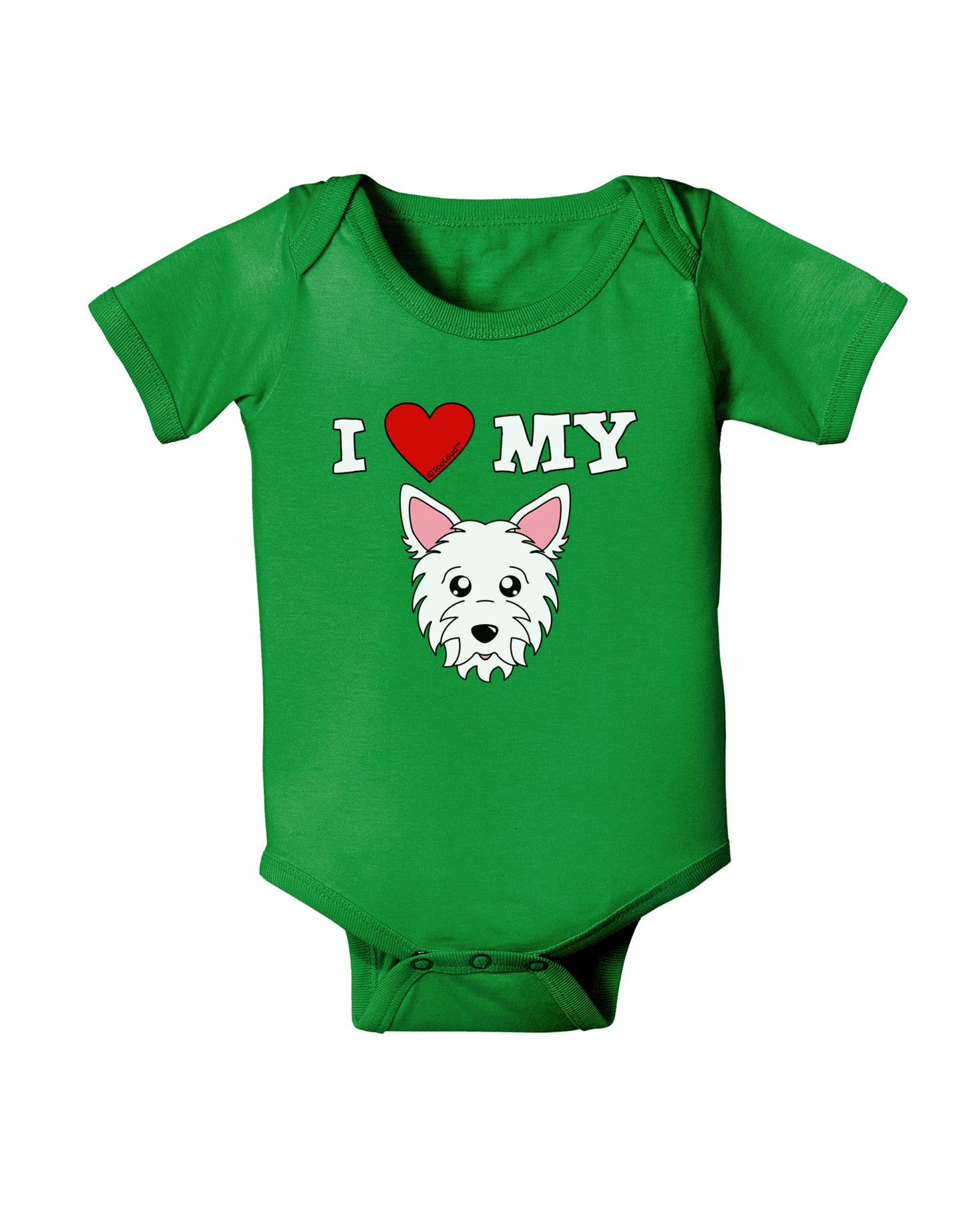 I Heart My - Cute Westie Dog Baby Bodysuit Dark by TooLoud-Baby Romper-TooLoud-Clover-Green-06-Months-Davson Sales