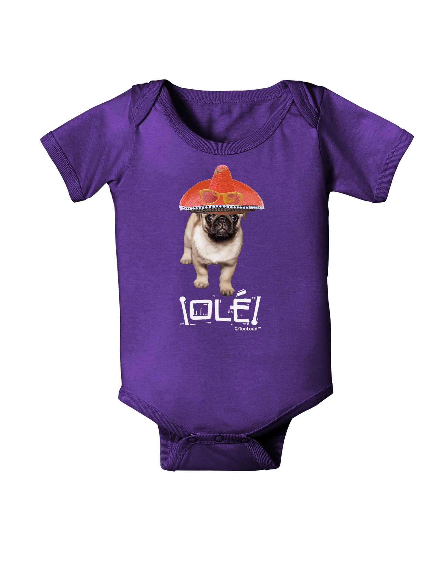 Pug Dog with Pink Sombrero - Ole Baby Bodysuit Dark by TooLoud-Baby Romper-TooLoud-Purple-06-Months-Davson Sales