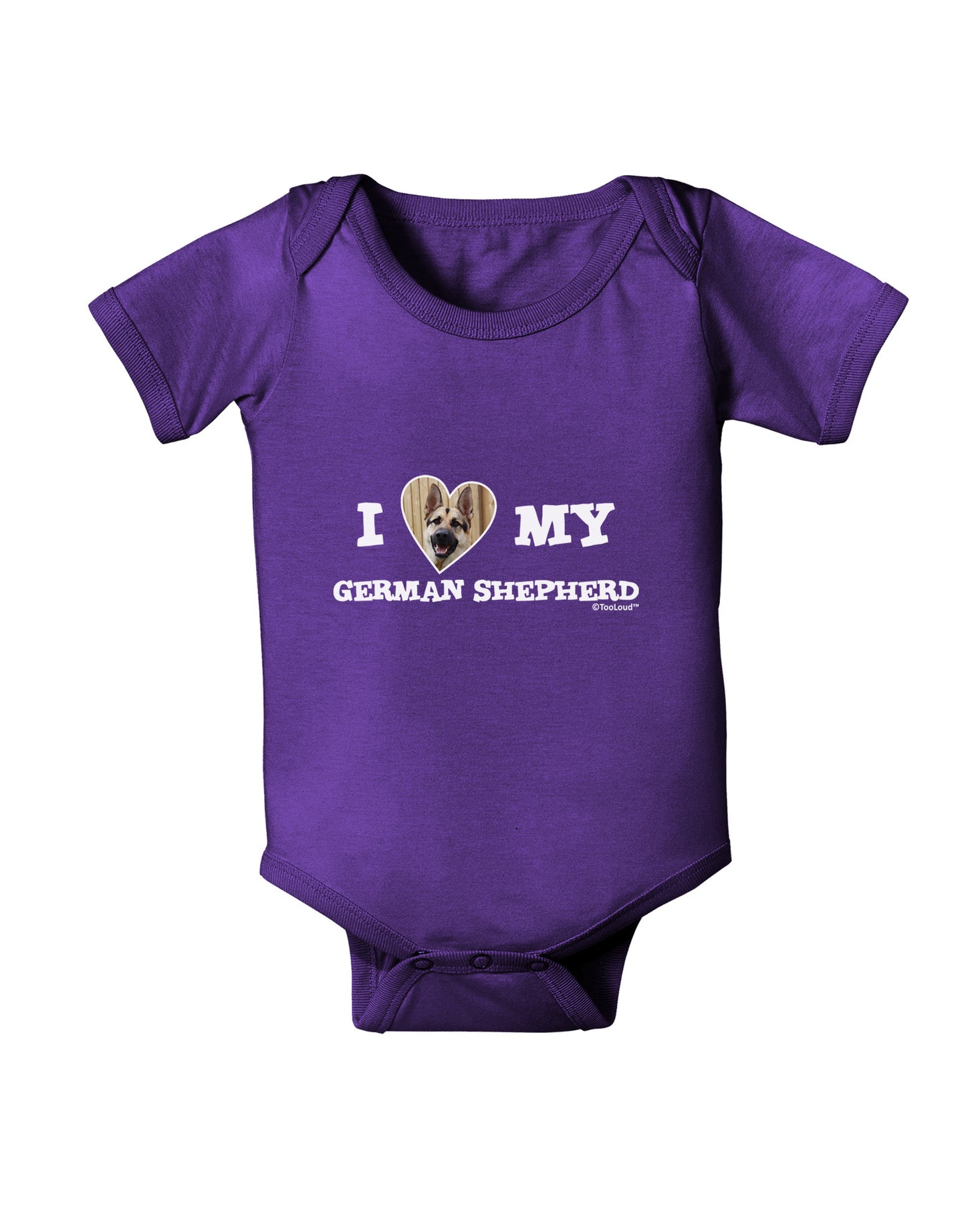 I Heart My German Shepherd Baby Bodysuit Dark-Baby Romper-TooLoud-Purple-06-Months-Davson Sales