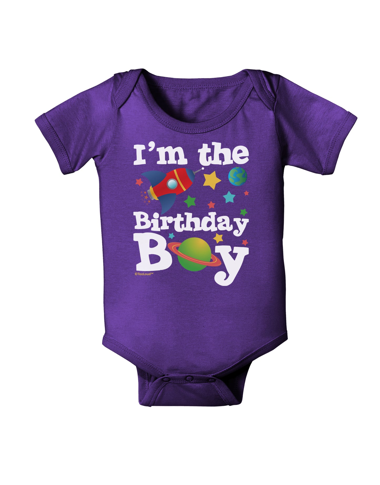 I'm the Birthday Boy - Outer Space Design Baby Bodysuit Dark by TooLoud-Baby Romper-TooLoud-Purple-06-Months-Davson Sales
