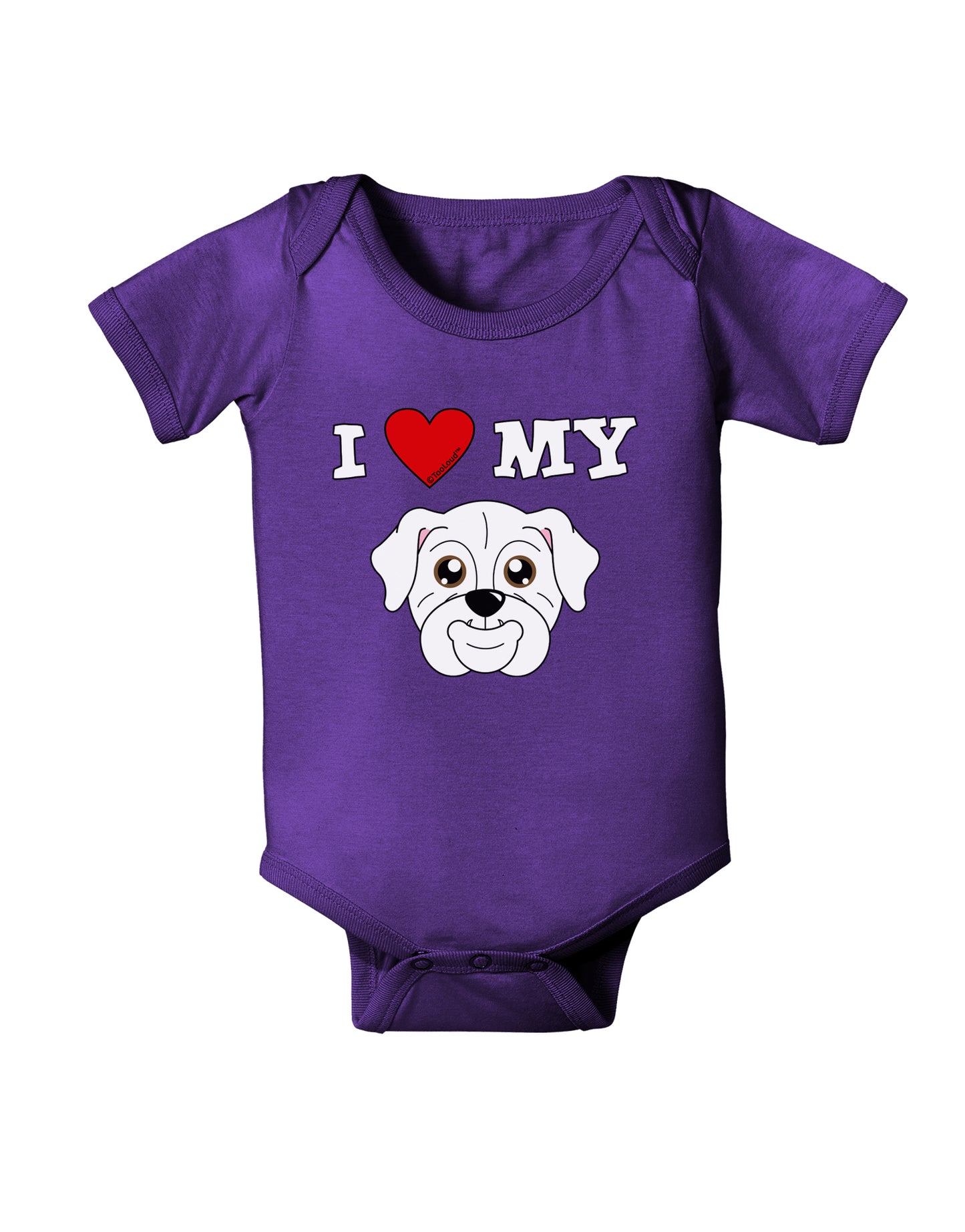 I Heart My - Cute Bulldog - White Baby Bodysuit Dark by TooLoud-Baby Romper-TooLoud-Purple-06-Months-Davson Sales