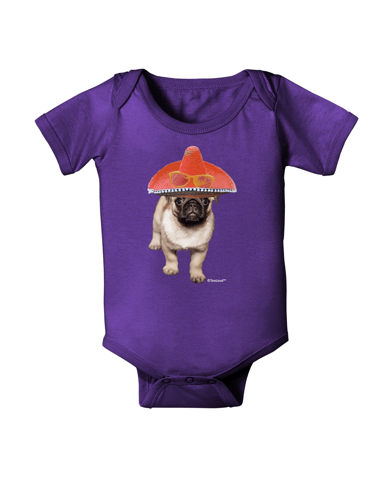 Pug Dog with Pink Sombrero Baby Bodysuit Dark by TooLoud-Baby Romper-TooLoud-Purple-06-Months-Davson Sales