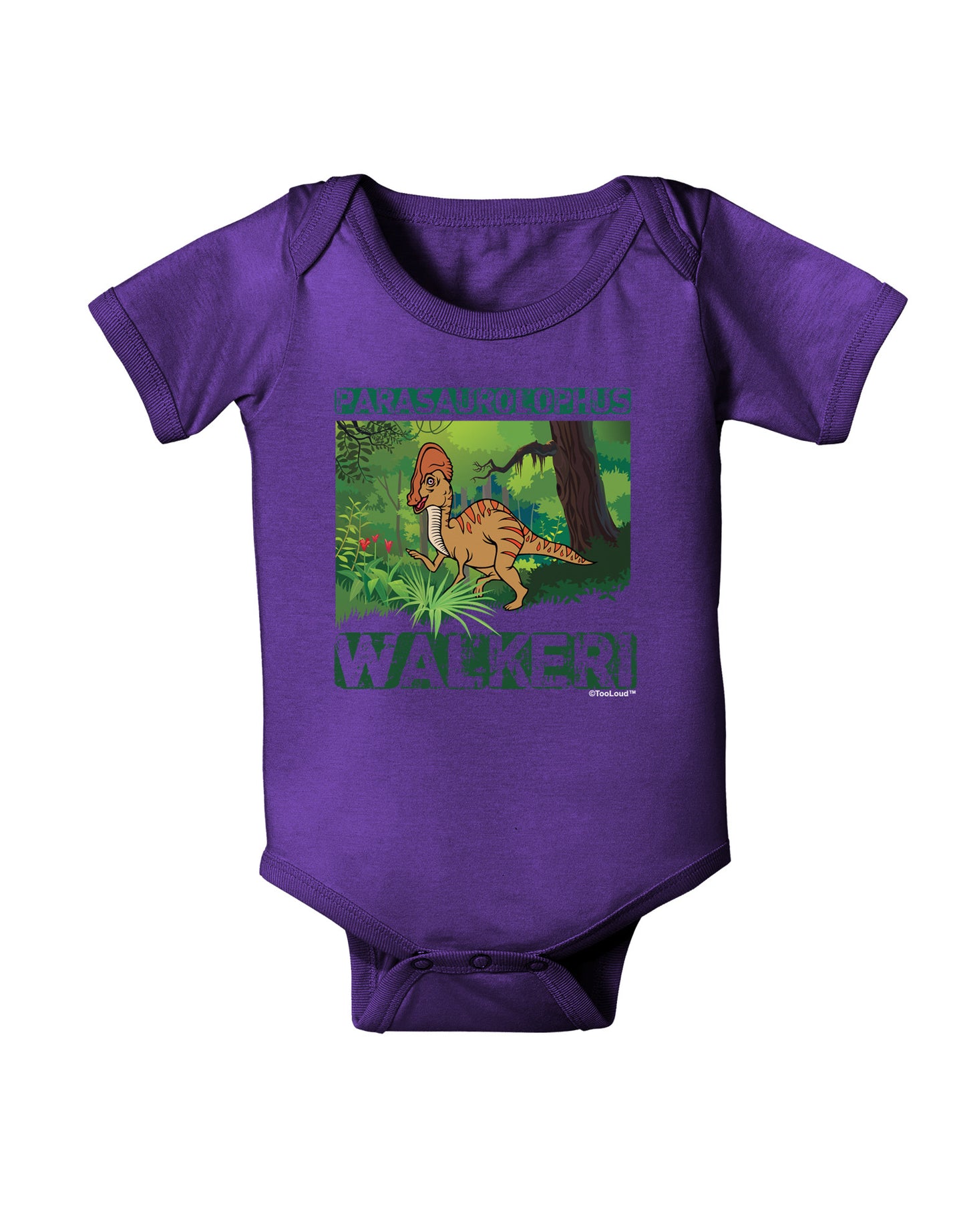 Parasaurolophus Walkeri - With Name Baby Bodysuit Dark-Baby Romper-TooLoud-Purple-06-Months-Davson Sales
