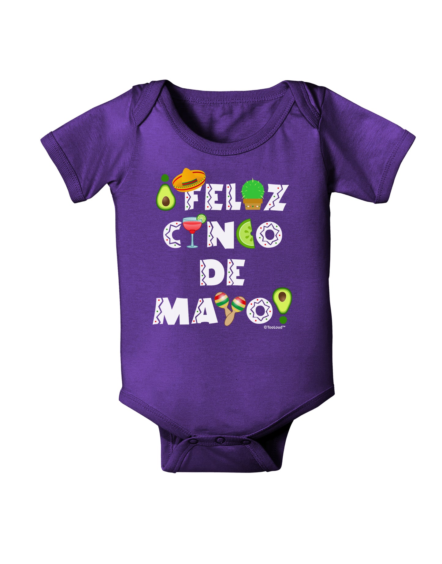 Feliz Cinco de Mayo - Fiesta Icons Baby Bodysuit Dark by TooLoud-Baby Romper-TooLoud-Purple-06-Months-Davson Sales