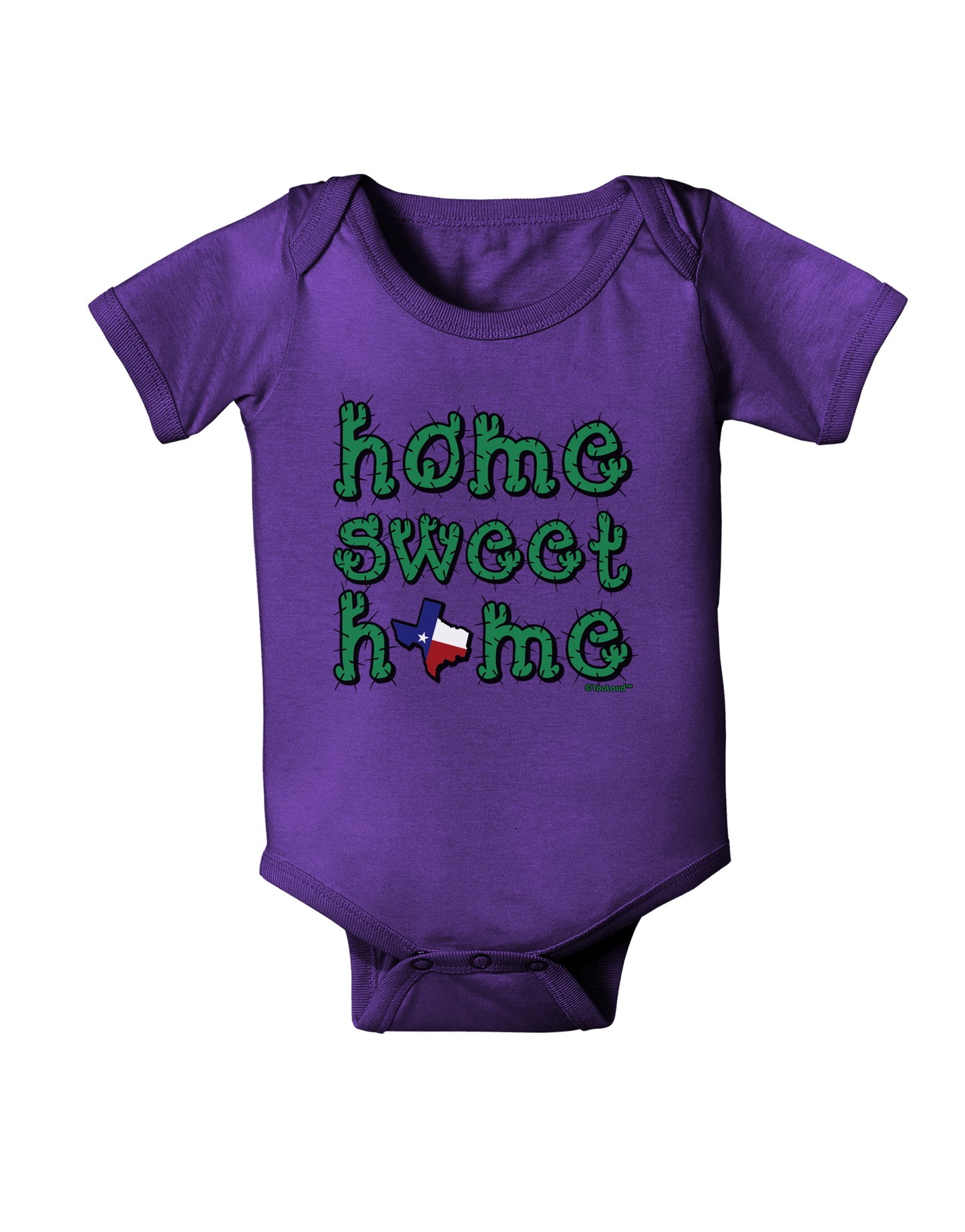 Home Sweet Home - Texas - Cactus and State Flag Baby Bodysuit Dark by TooLoud-Baby Romper-TooLoud-Purple-06-Months-Davson Sales