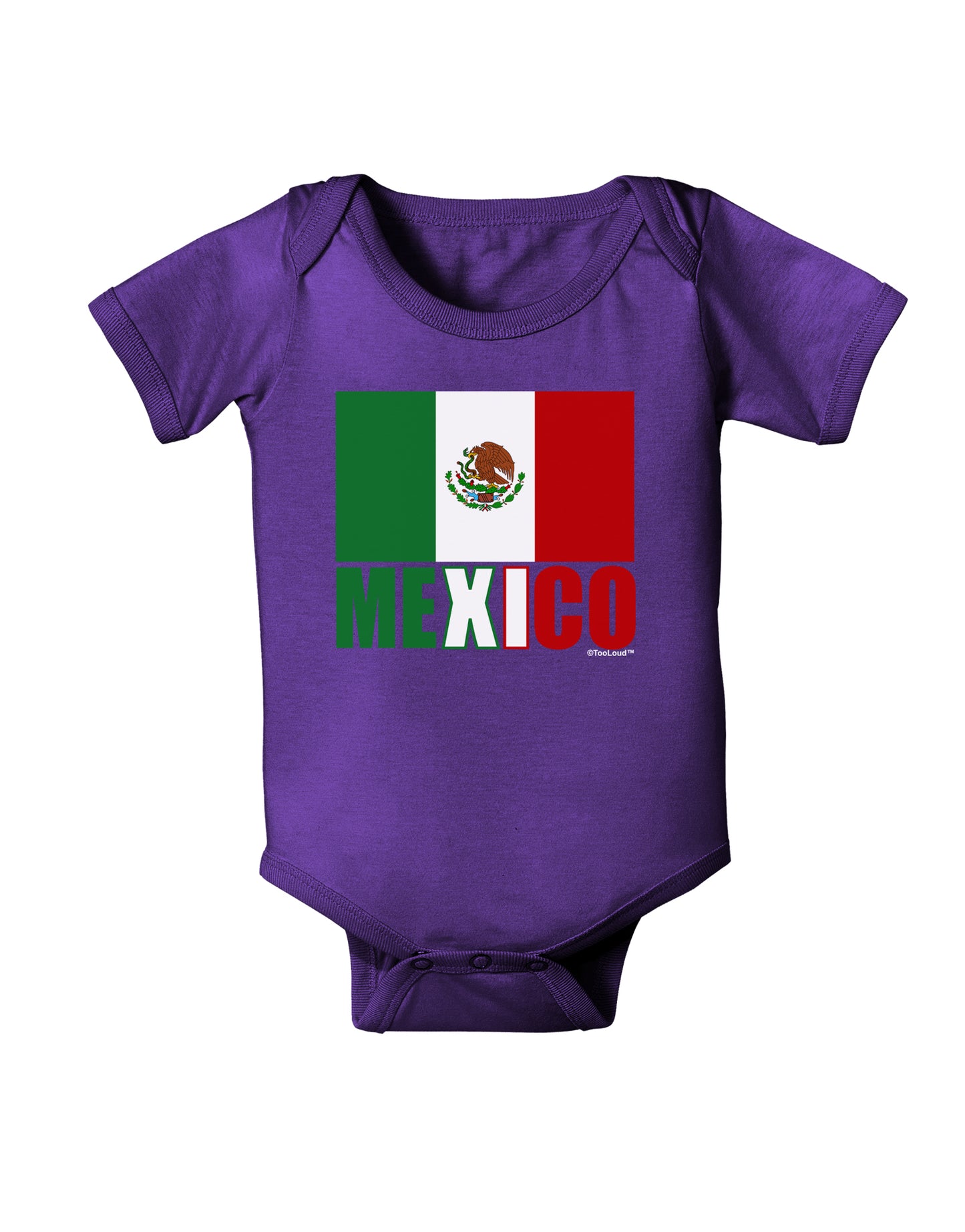 Mexican Flag - Mexico Text Baby Bodysuit Dark by TooLoud-Baby Romper-TooLoud-Purple-06-Months-Davson Sales