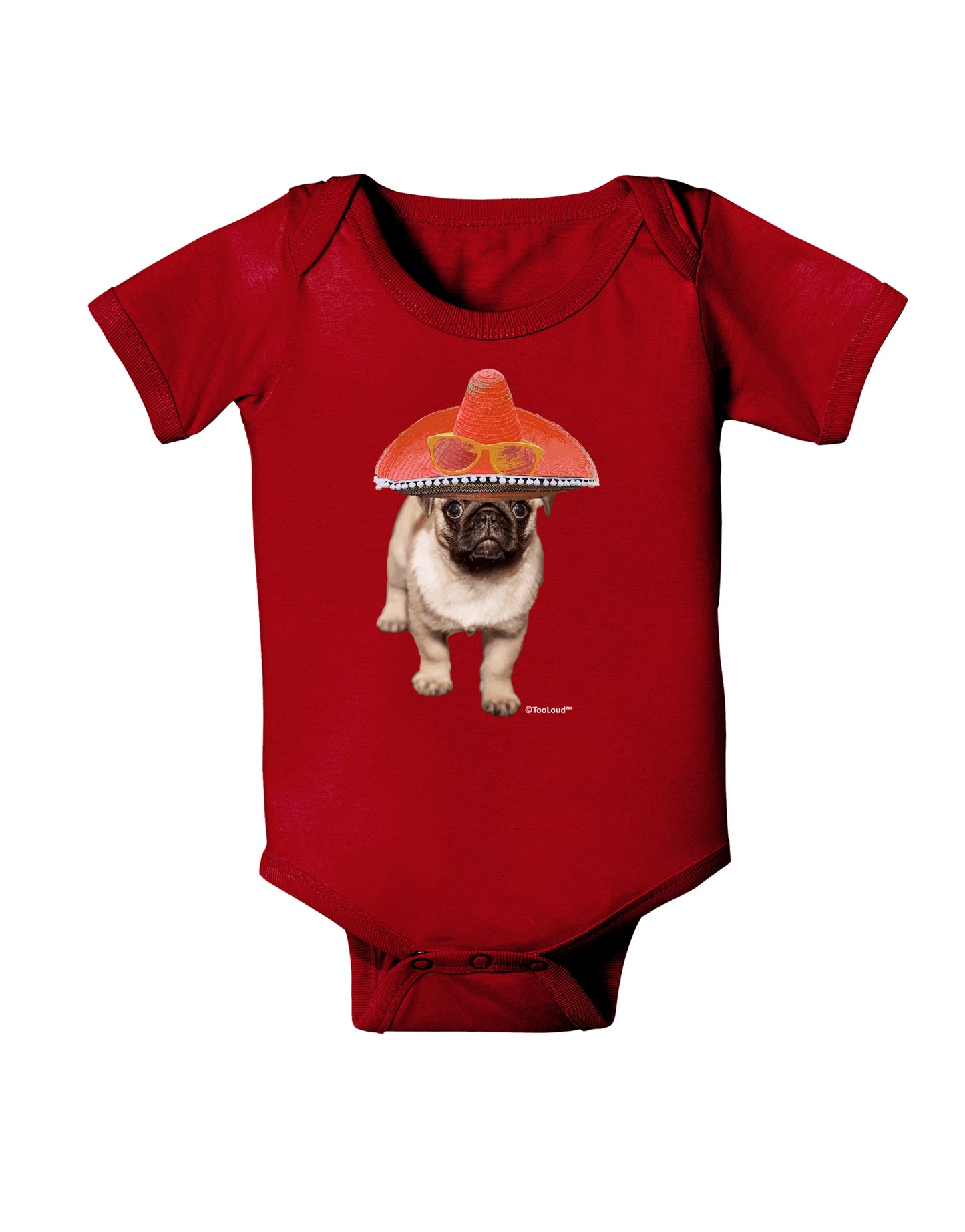 Pug Dog with Pink Sombrero Baby Bodysuit Dark by TooLoud-Baby Romper-TooLoud-Red-06-Months-Davson Sales