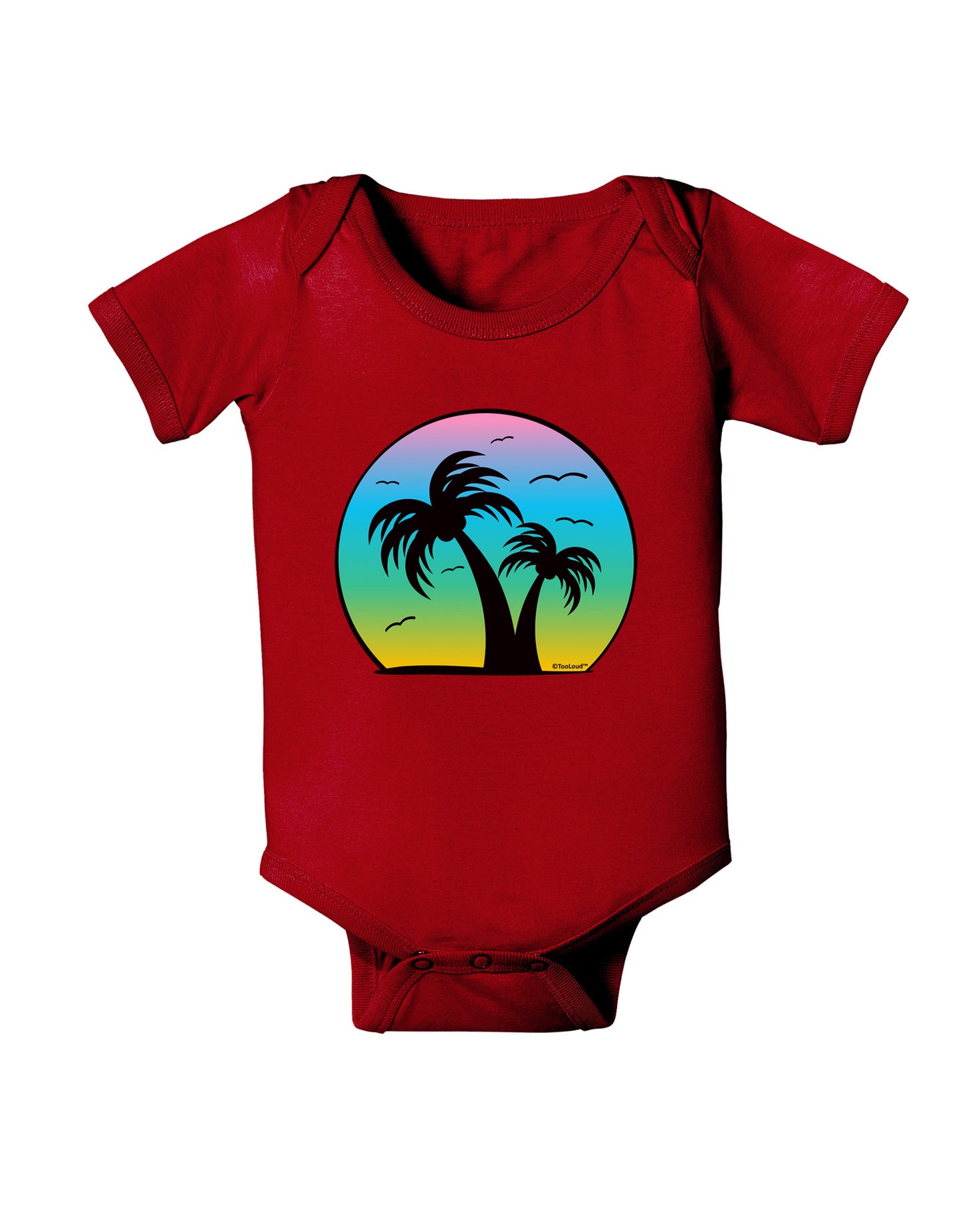 Palm Trees Silhouette - Beach Sunset Design Baby Bodysuit Dark-Baby Romper-TooLoud-Red-06-Months-Davson Sales