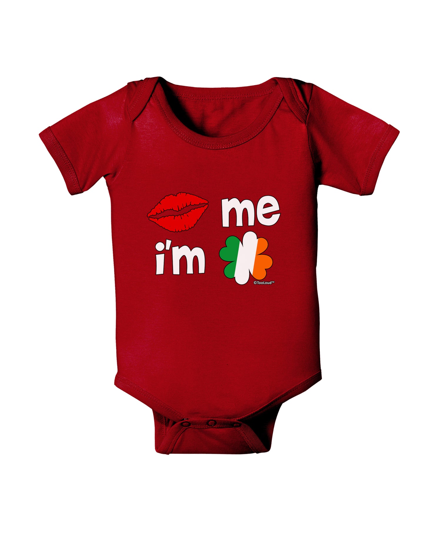 Kiss and Irish Flag Shamrock - Kiss Me I'm Irish Baby Bodysuit Dark by TooLoud-Baby Romper-TooLoud-Red-06-Months-Davson Sales