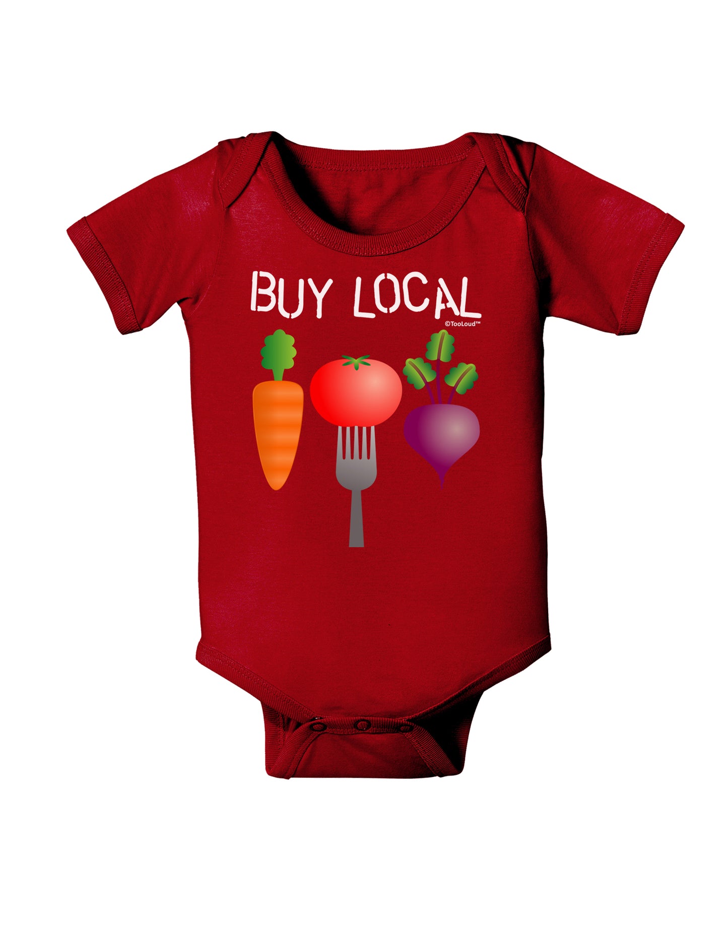 Buy Local - Vegetables Design Baby Bodysuit Dark-Baby Romper-TooLoud-Red-06-Months-Davson Sales