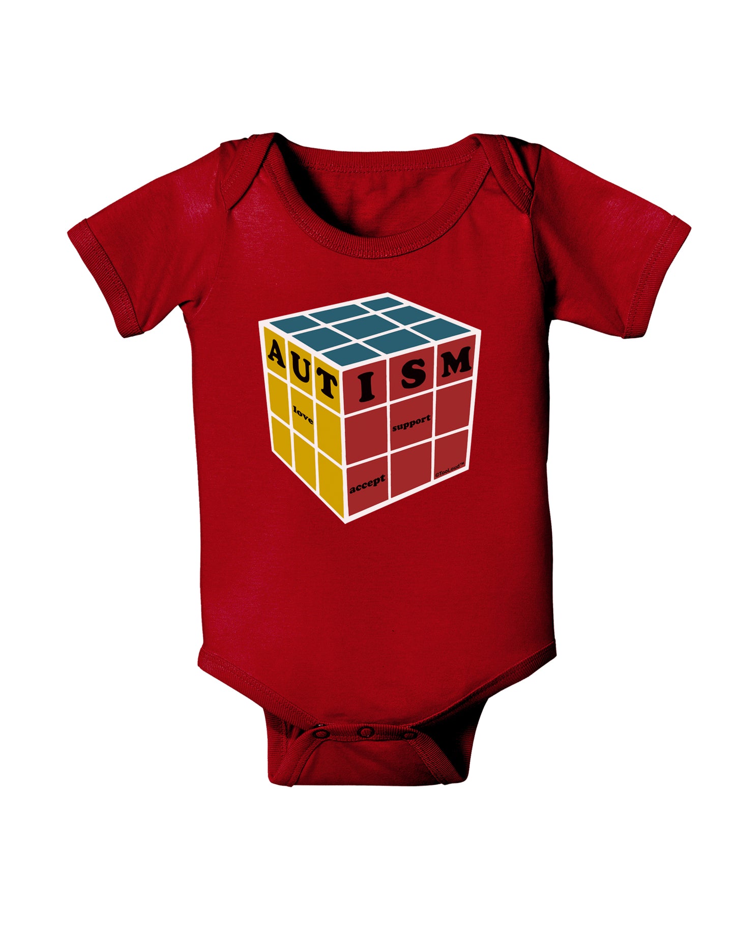 Autism Awareness - Cube Color Baby Bodysuit Dark-Baby Romper-TooLoud-Red-06-Months-Davson Sales