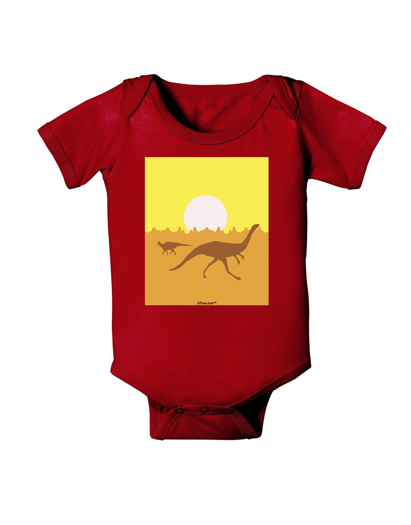 Jurassic Dinosaur Sunrise Baby Bodysuit Dark by TooLoud-Baby Romper-TooLoud-Red-06-Months-Davson Sales