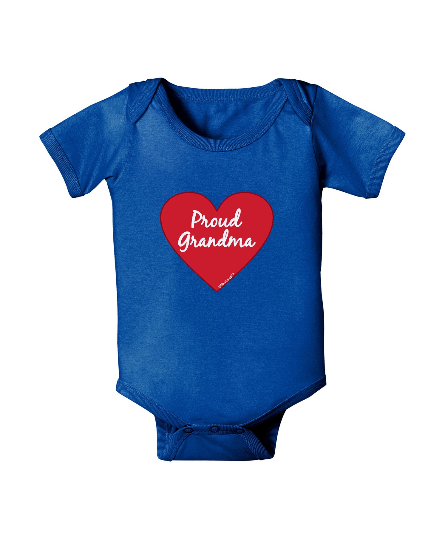 Proud Grandma Heart Baby Bodysuit Dark-Baby Romper-TooLoud-Royal-Blue-06-Months-Davson Sales
