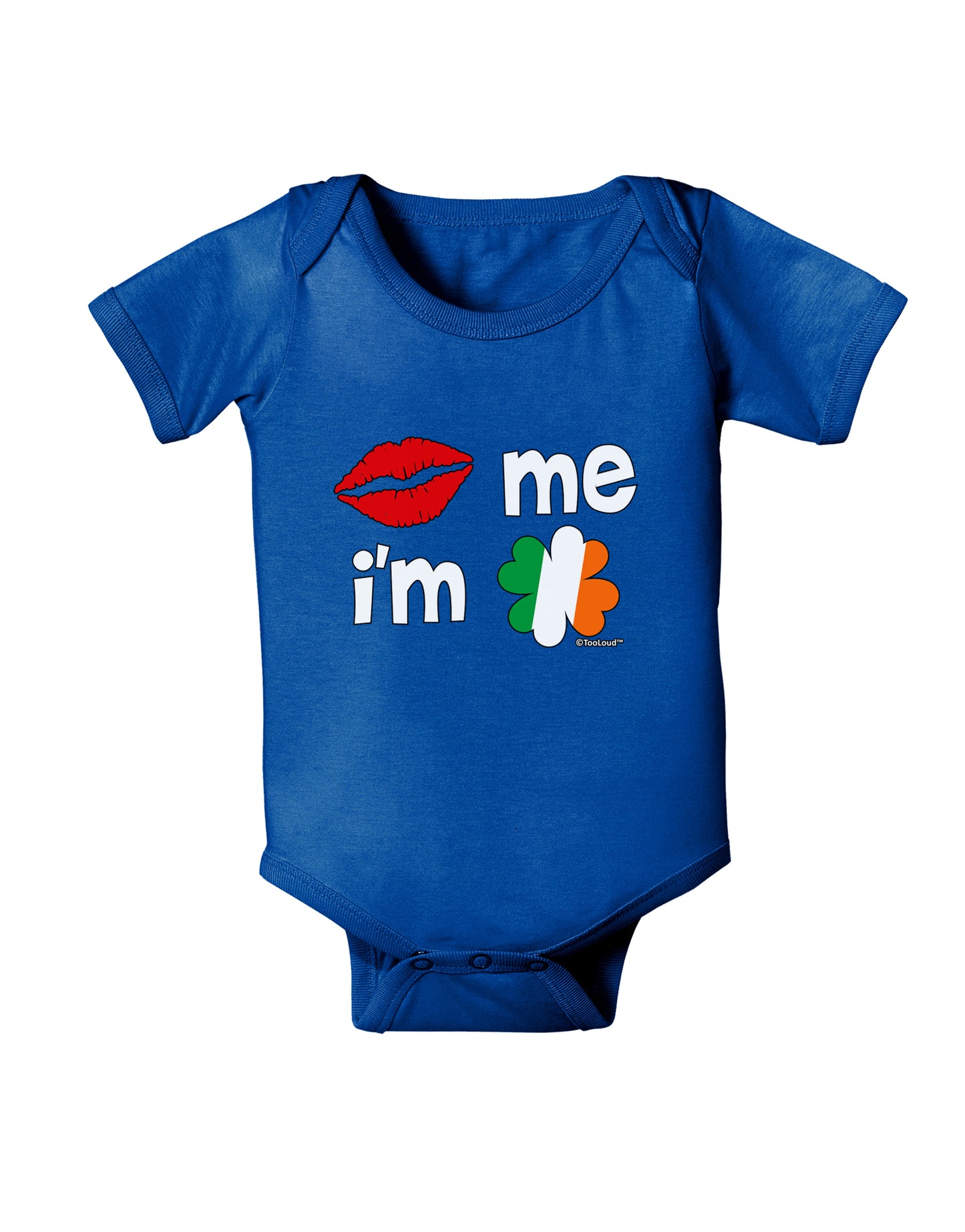 Kiss and Irish Flag Shamrock - Kiss Me I'm Irish Baby Bodysuit Dark by TooLoud-Baby Romper-TooLoud-Royal-Blue-06-Months-Davson Sales