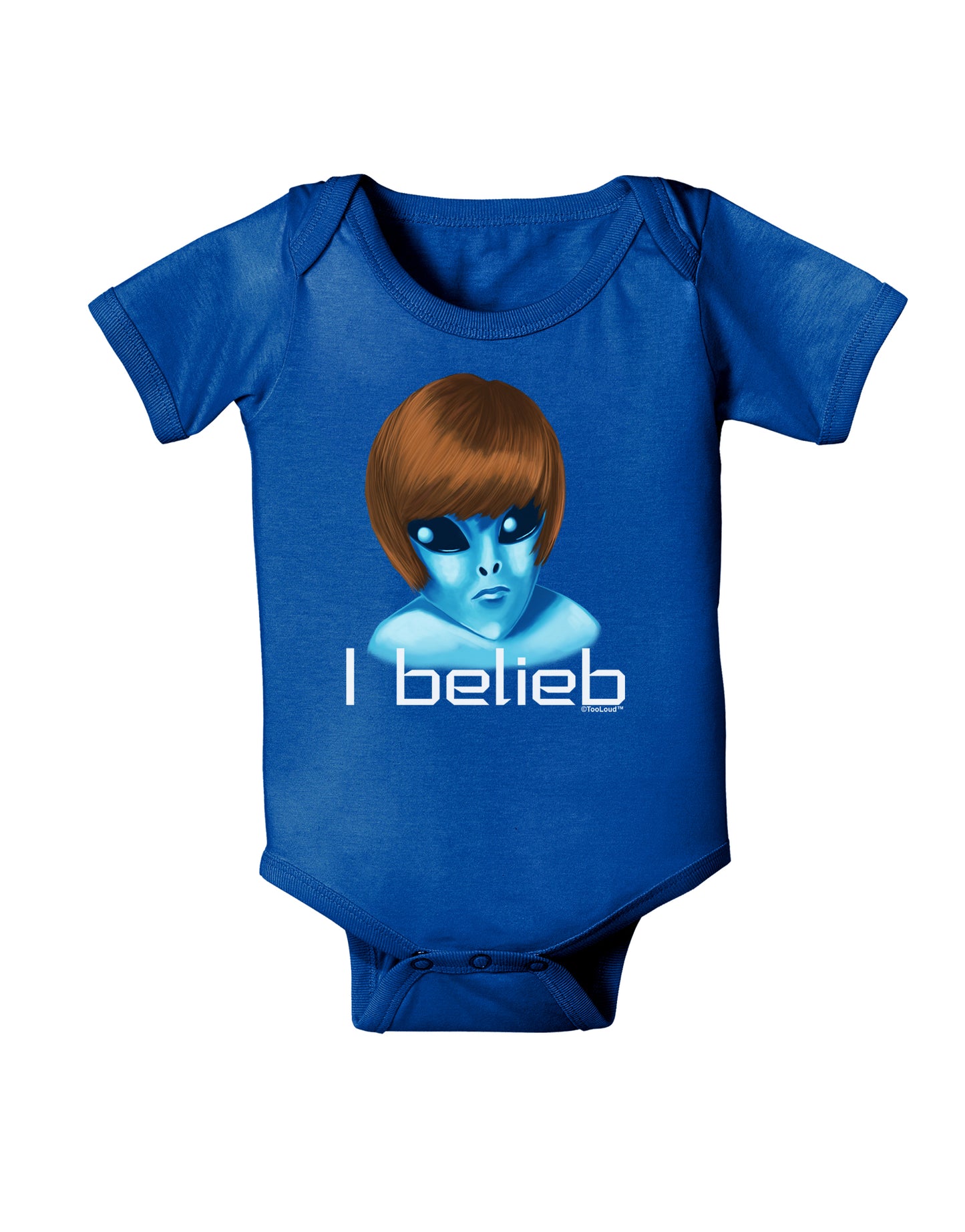 Extraterrestial - I Belieb Baby Bodysuit Dark by TooLoud-Baby Romper-TooLoud-Royal-Blue-06-Months-Davson Sales