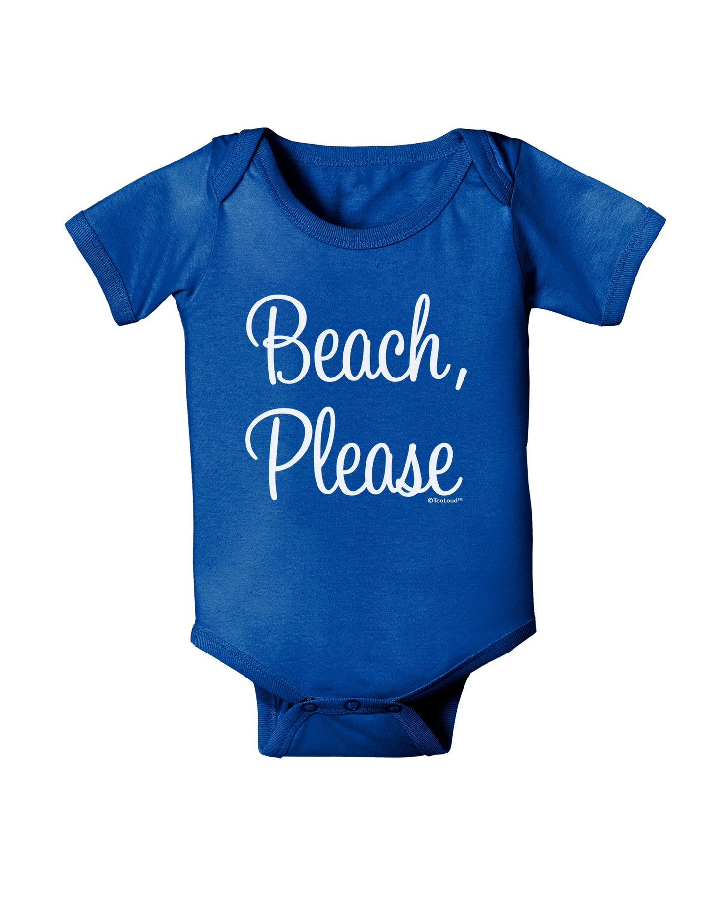 Beach Please Baby Bodysuit Dark-Baby Romper-TooLoud-Royal-Blue-06-Months-Davson Sales
