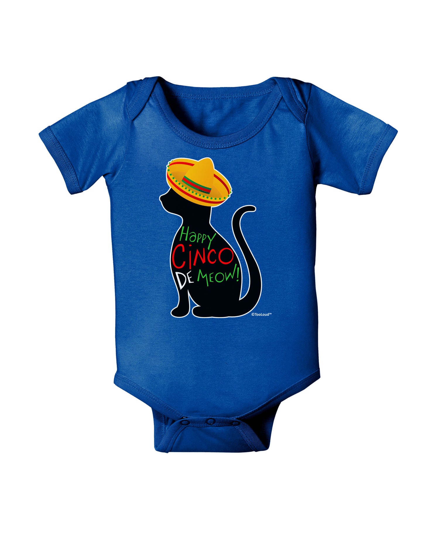 Happy Cinco de Meow - Cinco de Mayo Cat Baby Bodysuit Dark by TooLoud-Baby Romper-TooLoud-Royal-Blue-06-Months-Davson Sales