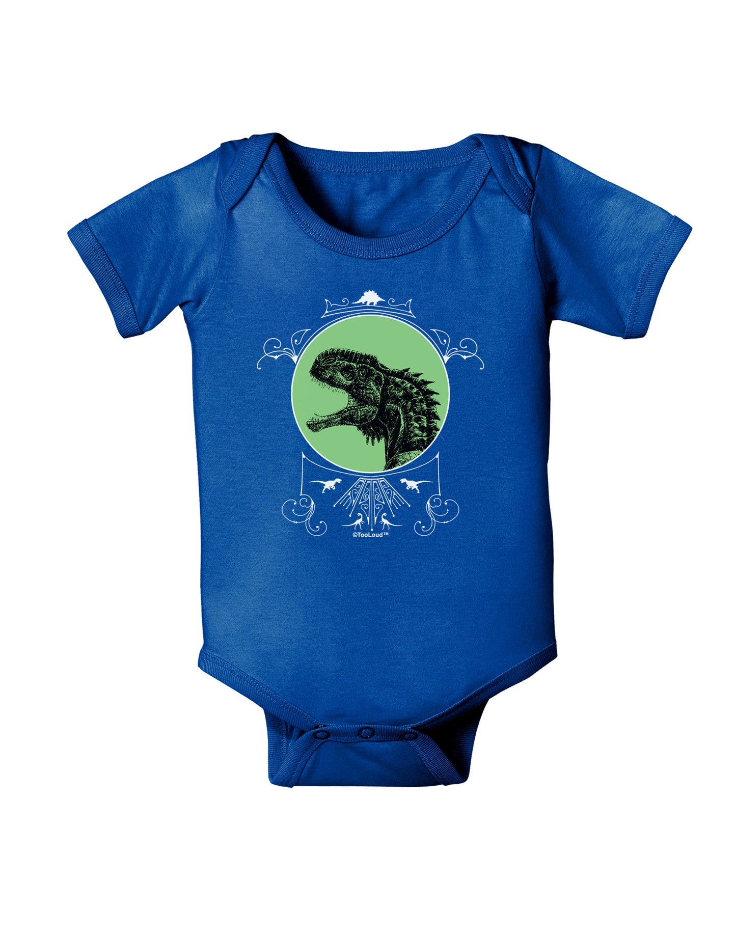 Jurassic Dinosaur Face Baby Bodysuit Dark by TooLoud-Baby Romper-TooLoud-Royal-Blue-06-Months-Davson Sales