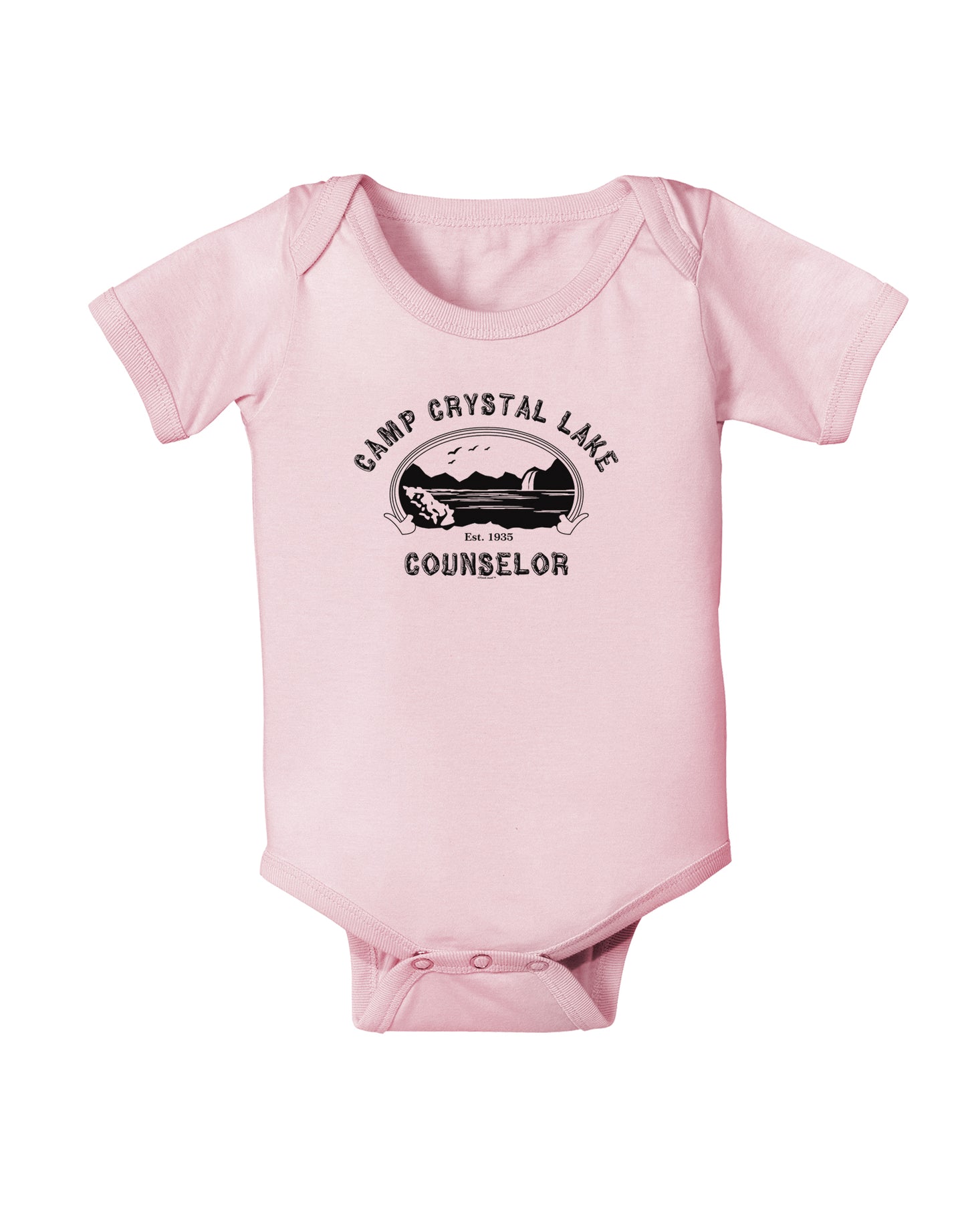 Camp Crystal Lake Counselor - Friday 13 Baby Bodysuit One Piece-Baby Romper-TooLoud-Light-Pink-06-Months-Davson Sales