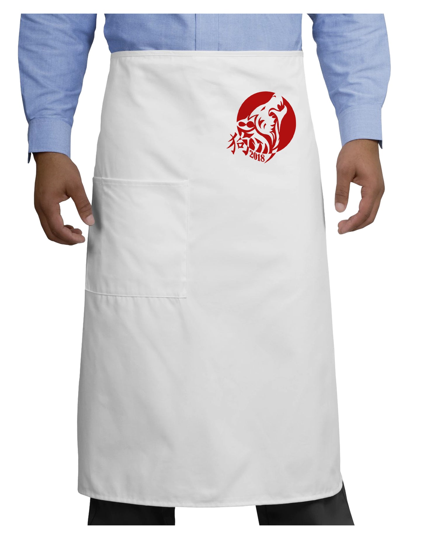 Chinese New Year 2018 Dog Adult Bistro Apron by TooLoud-Bib Apron-TooLoud-White-One-Size-Adult-Davson Sales