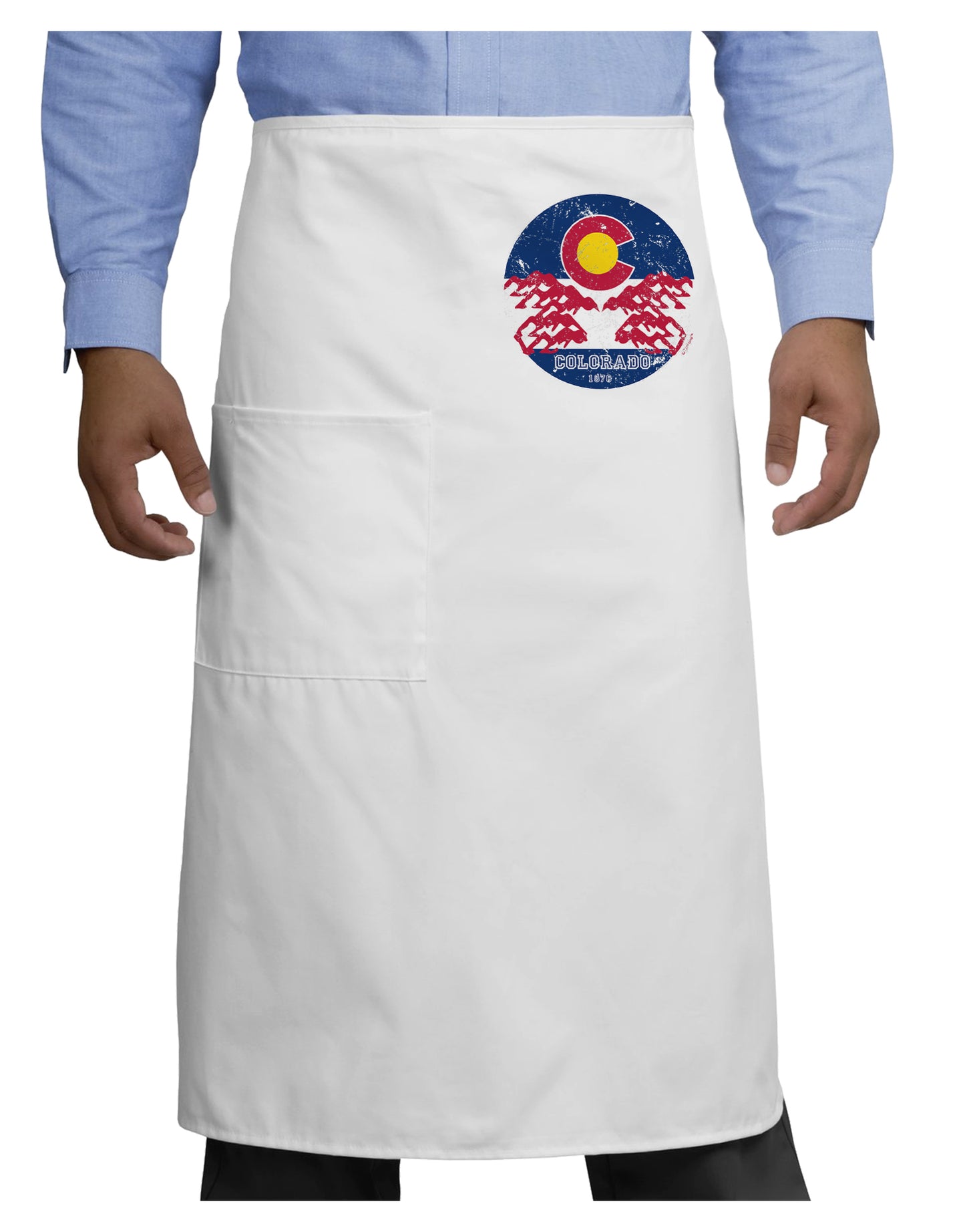 Grunge Colorado Rocky Mountain Bighorn Sheep Flag Adult Bistro Apron-Bistro Apron-TooLoud-White-One-Size-Adult-Davson Sales