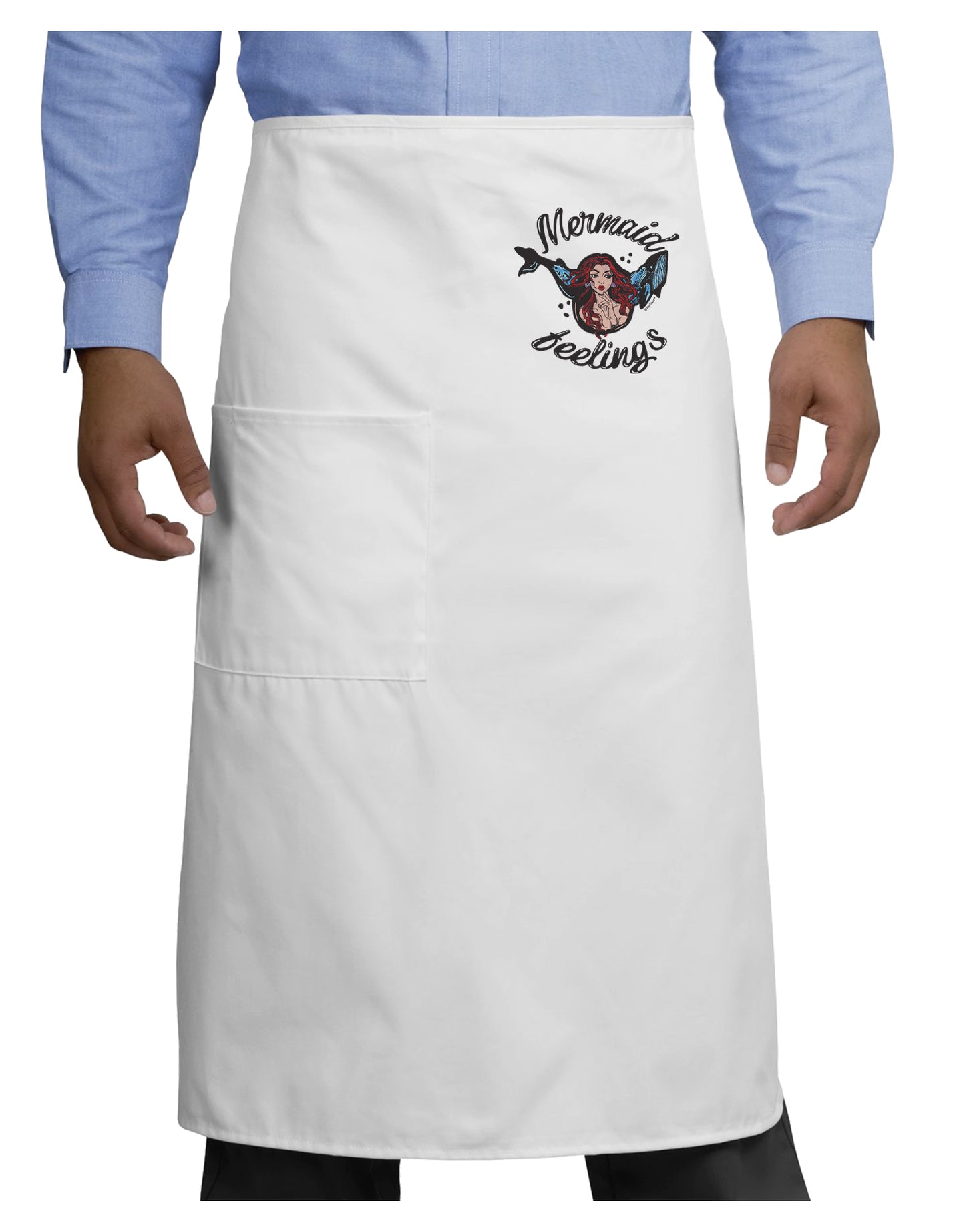 TooLoud Mermaid Feelings Adult Bistro Apron-Bistro Apron-TooLoud-White-One-Size-Adult-Davson Sales