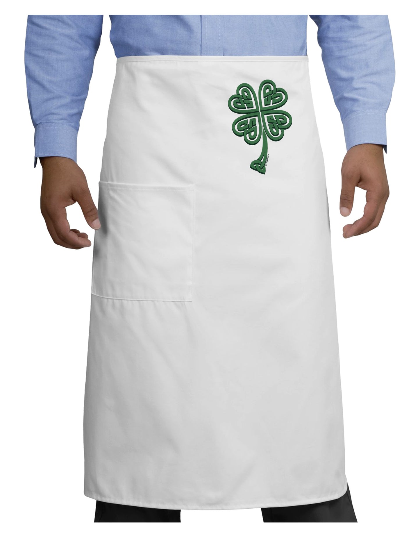 3D Style Celtic Knot 4 Leaf Clover Adult Bistro Apron-Bistro Apron-TooLoud-White-One-Size-Adult-Davson Sales