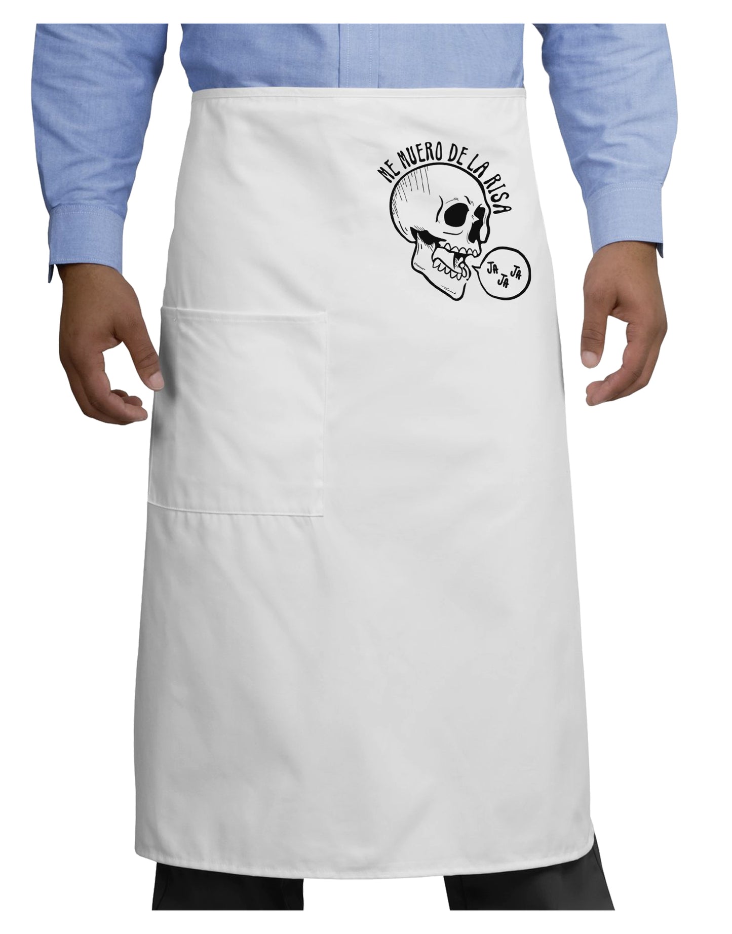 Me Muero De La Risa Skull Adult Bistro Apron-Bistro Apron-TooLoud-White-One-Size-Adult-Davson Sales