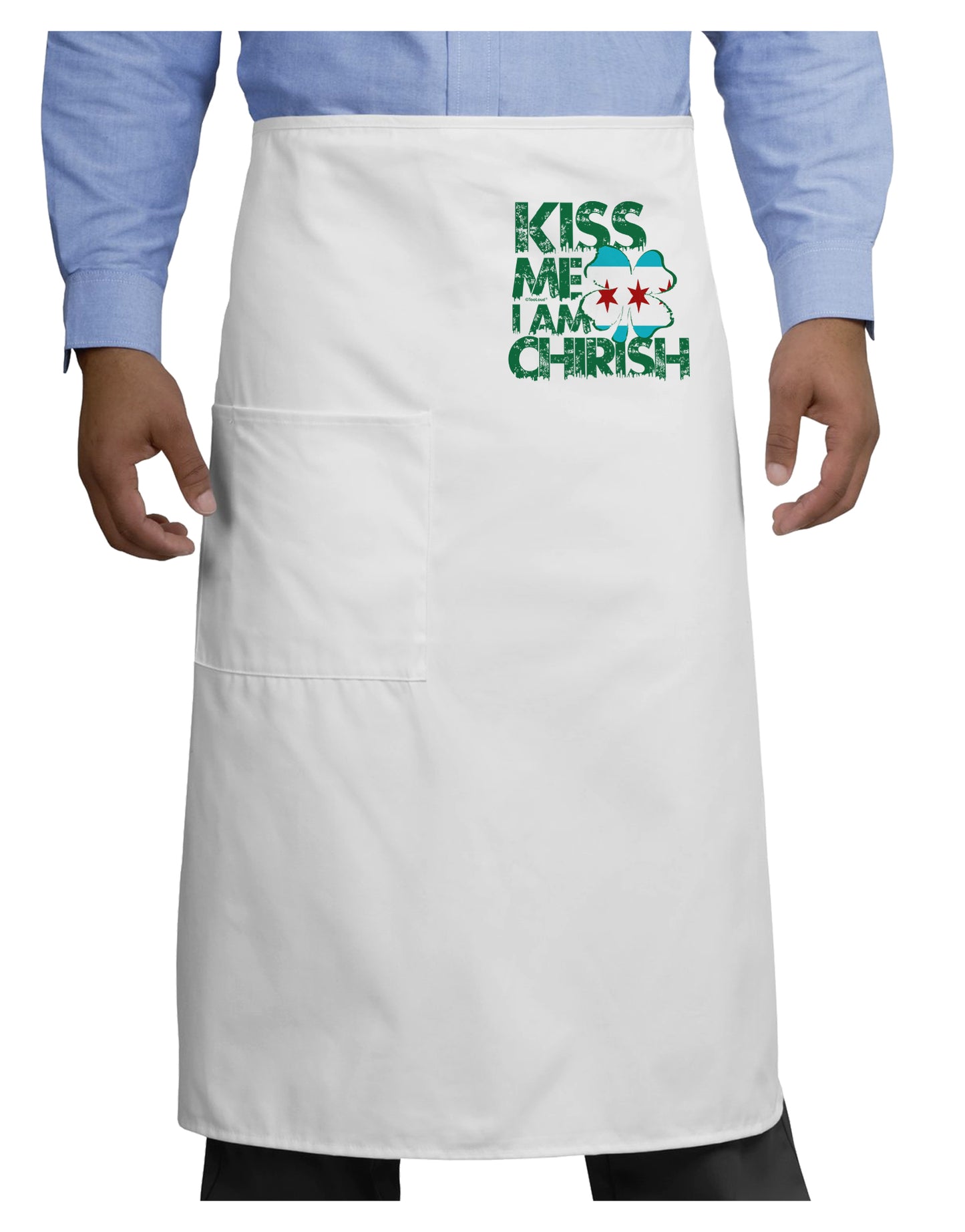 Kiss Me I'm Chirish Adult Bistro Apron by TooLoud-Bib Apron-TooLoud-White-One-Size-Adult-Davson Sales