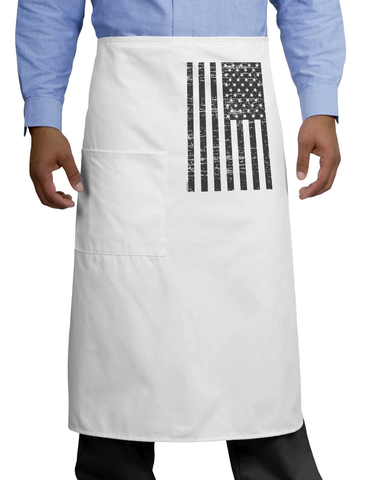 Vintage Black and White USA Flag Adult Bistro Apron-Bistro Apron-TooLoud-White-One-Size-Adult-Davson Sales