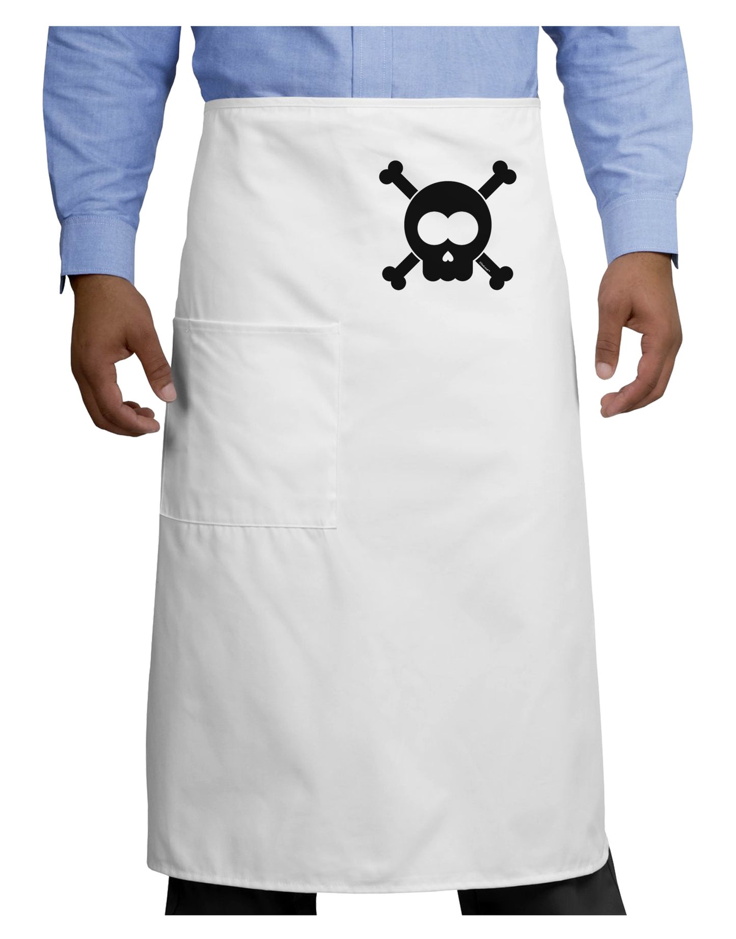 Black Skull and Crossbones Adult Bistro Apron-Bistro Apron-TooLoud-White-One-Size-Adult-Davson Sales
