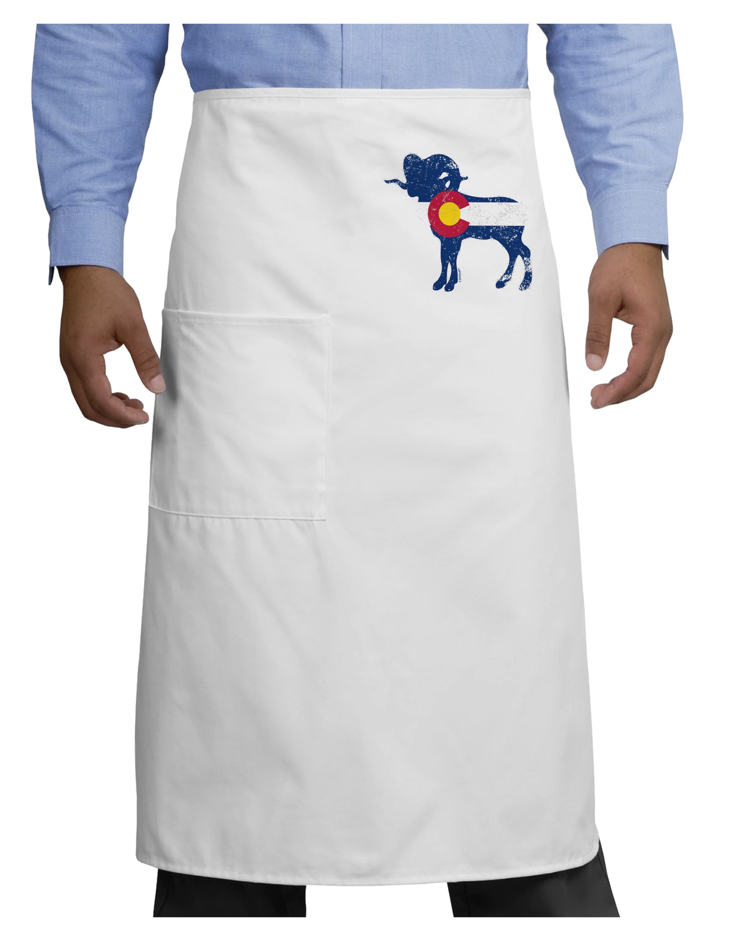 Grunge Rocky Mountain Bighorn Sheep Flag Adult Bistro Apron-Bistro Apron-TooLoud-White-One-Size-Adult-Davson Sales