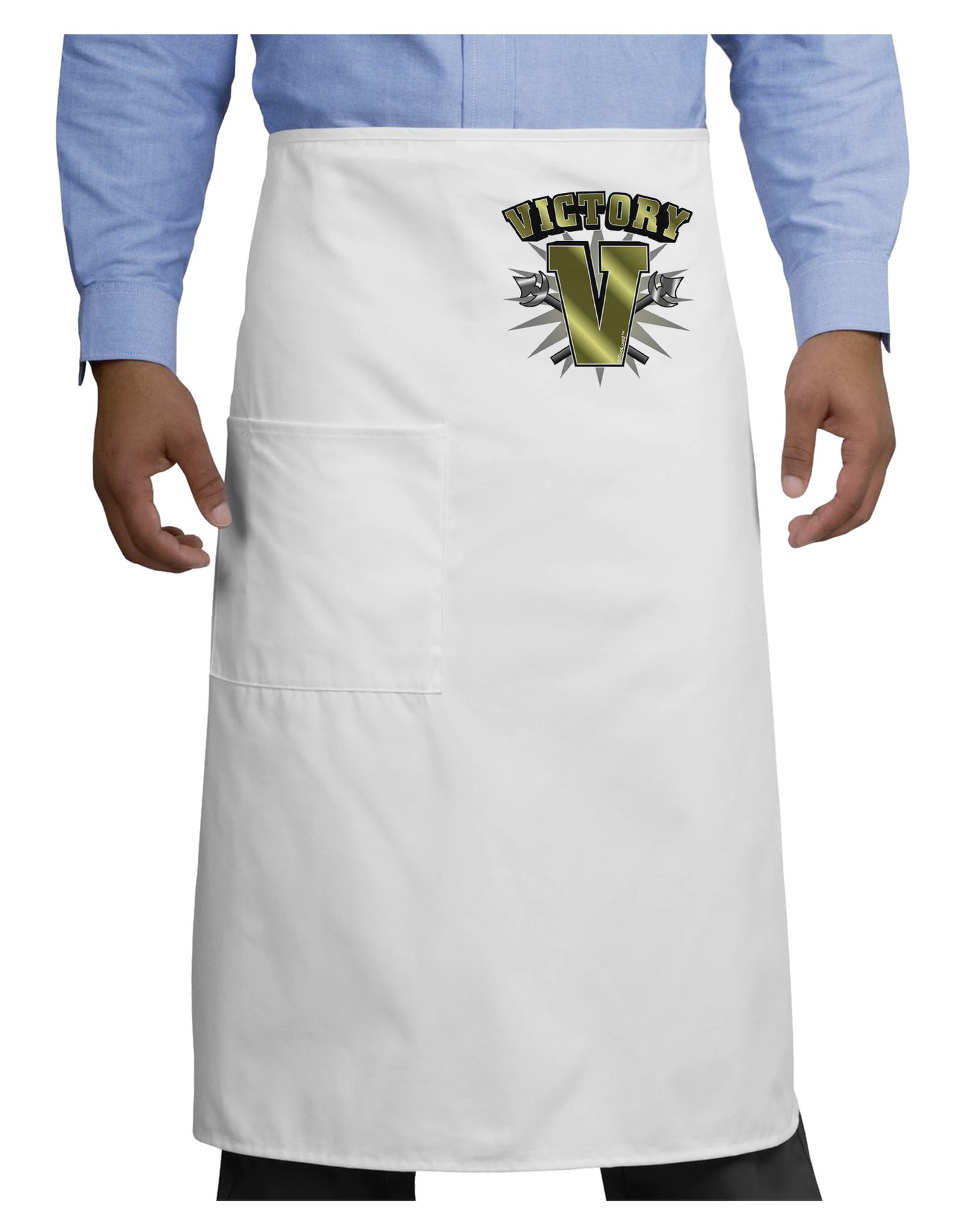 Victory V Adult Bistro Apron-Bistro Apron-TooLoud-White-One-Size-Adult-Davson Sales