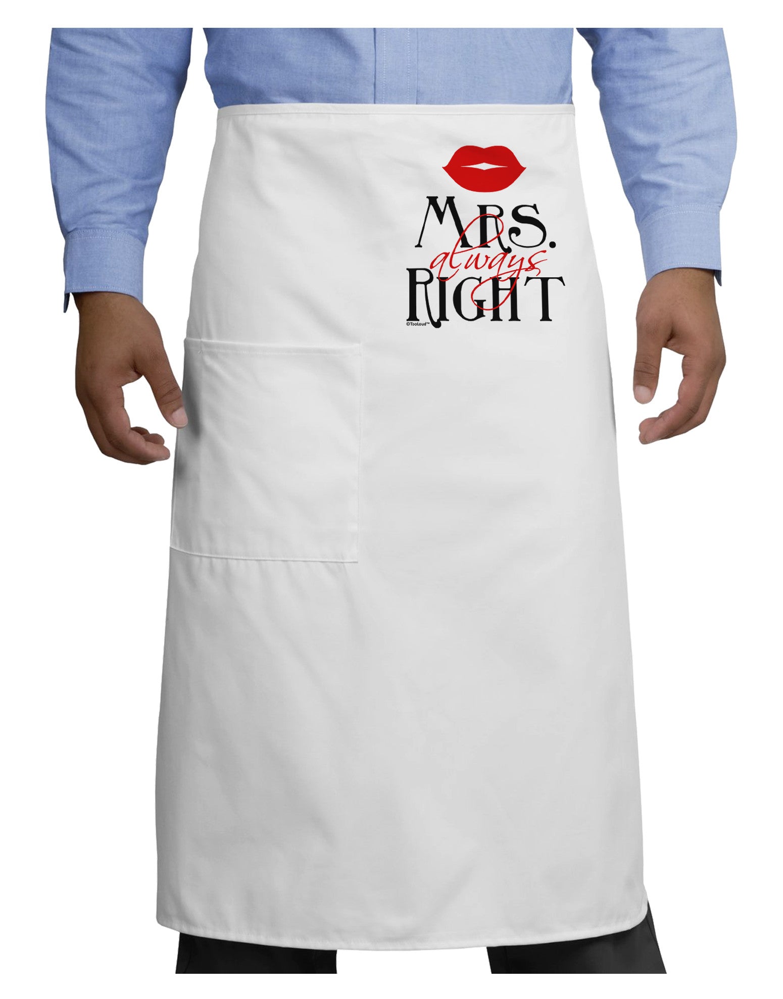'- Mrs Always Right Adult Bistro Apron-Bistro Apron-TooLoud-White-One-Size-Adult-Davson Sales