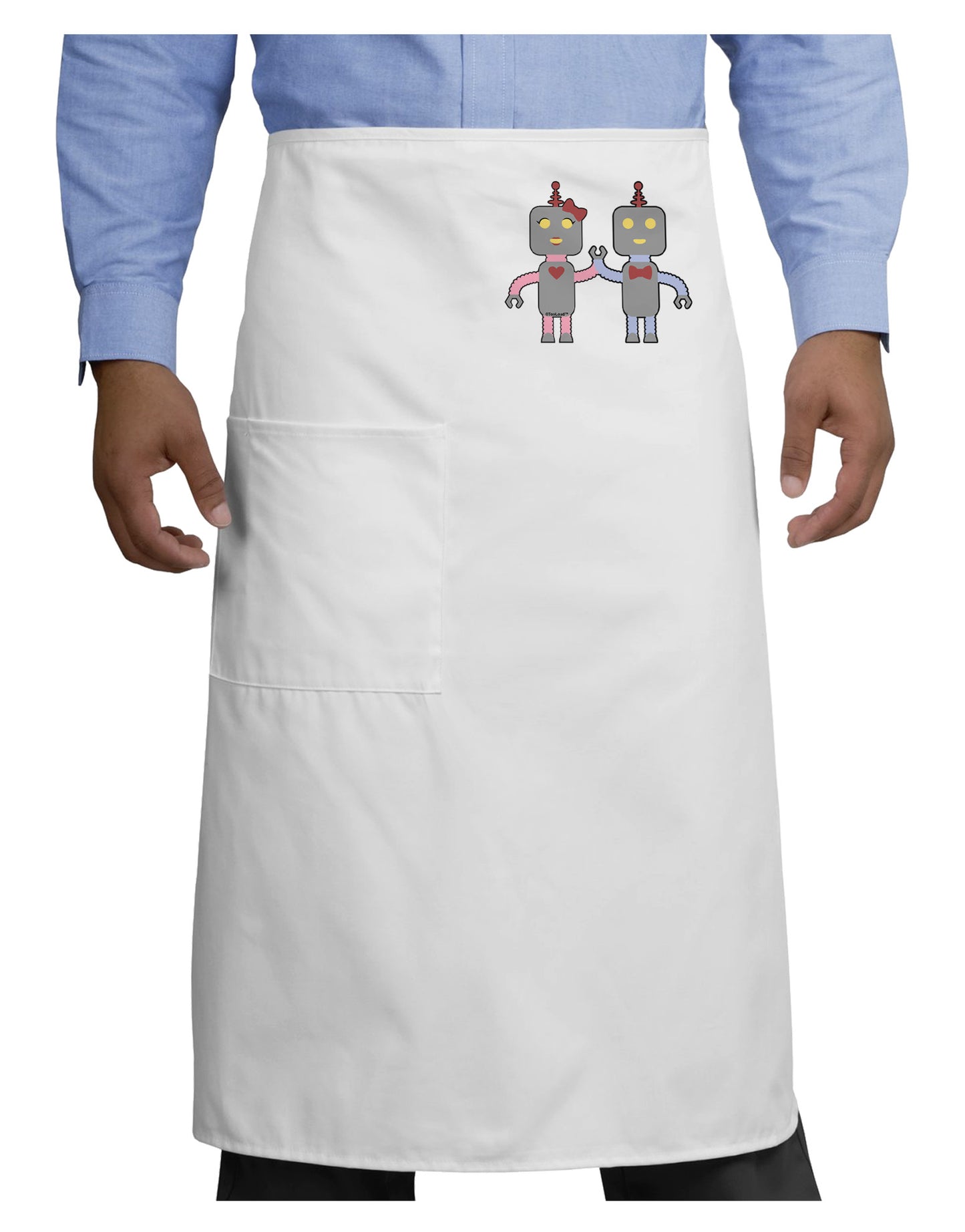 Cute Robot Love Adult Bistro Apron-Bistro Apron-TooLoud-White-One-Size-Adult-Davson Sales