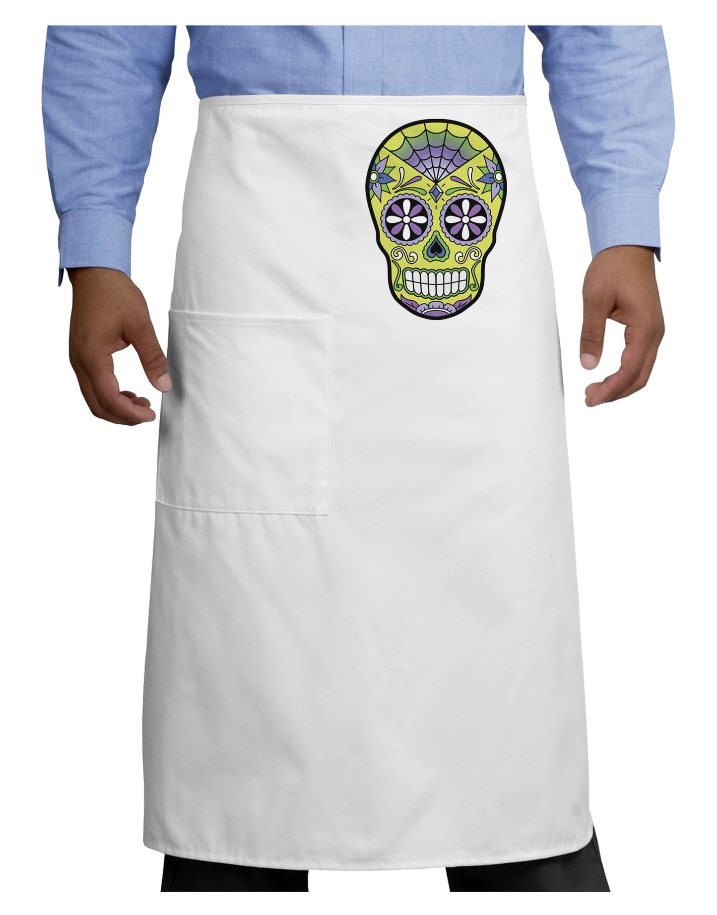 Version 7 Poison Day of the Dead Calavera Adult Bistro Apron-Bistro Apron-TooLoud-White-One-Size-Adult-Davson Sales