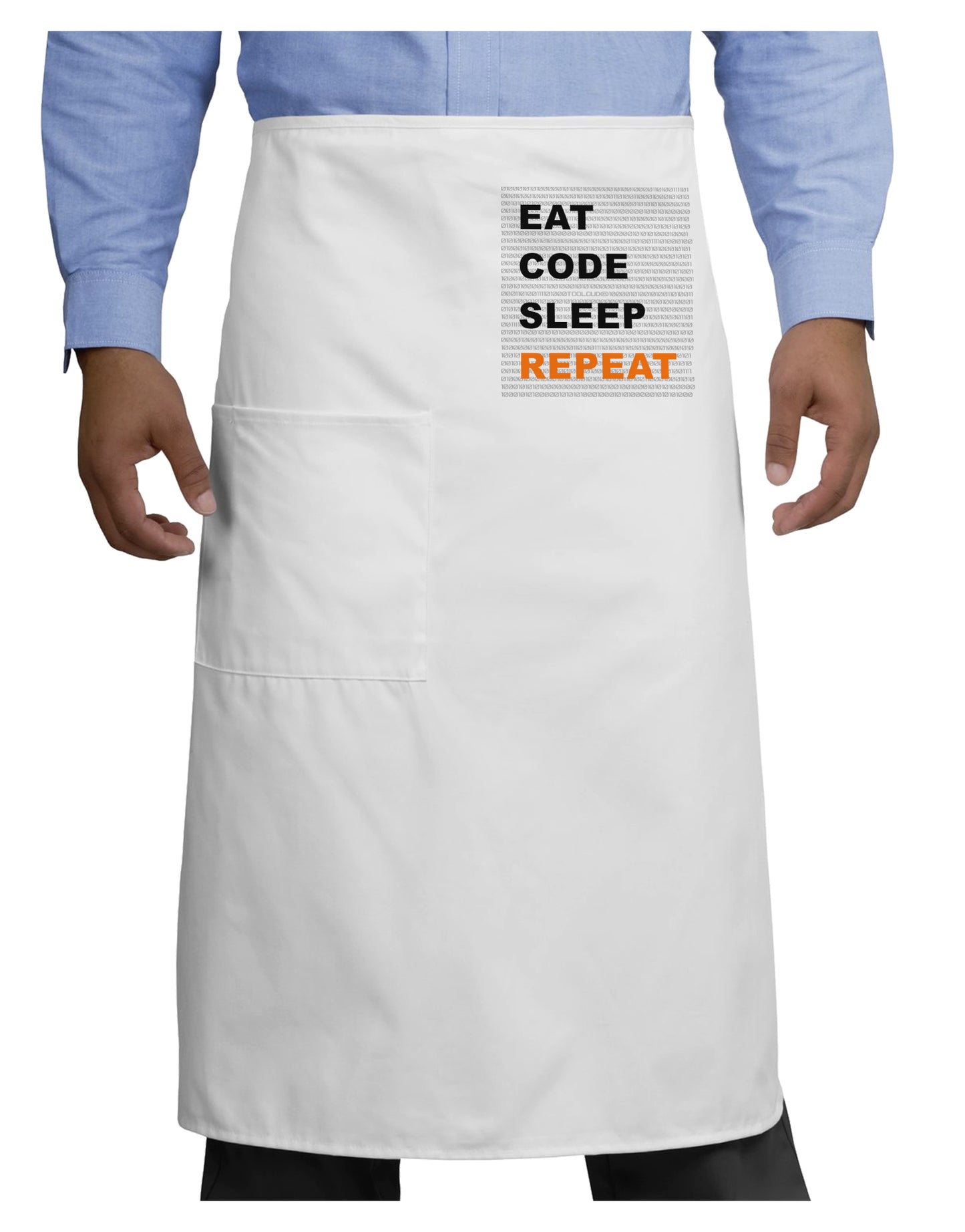 Eat Sleep Code Repeat Adult Bistro Apron by TooLoud-Bib Apron-TooLoud-White-One-Size-Adult-Davson Sales
