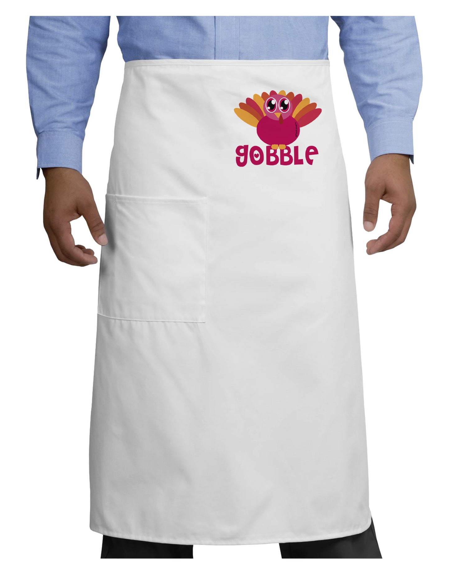 Cute Gobble Turkey Pink Adult Bistro Apron-Bistro Apron-TooLoud-White-One-Size-Adult-Davson Sales