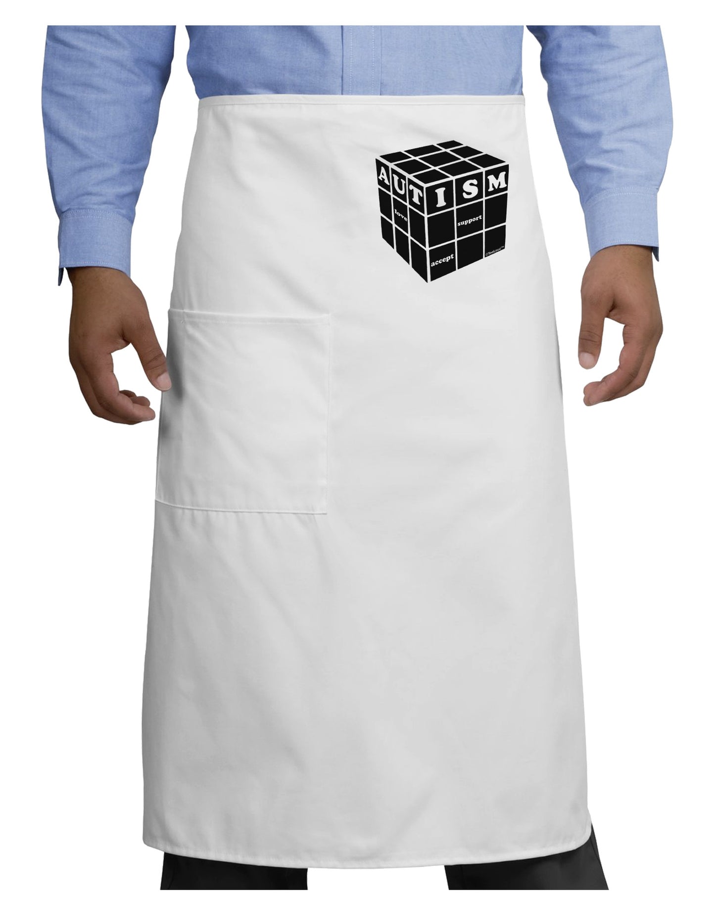 Autism Awareness - Cube B & W Adult Bistro Apron-Bistro Apron-TooLoud-White-One-Size-Adult-Davson Sales